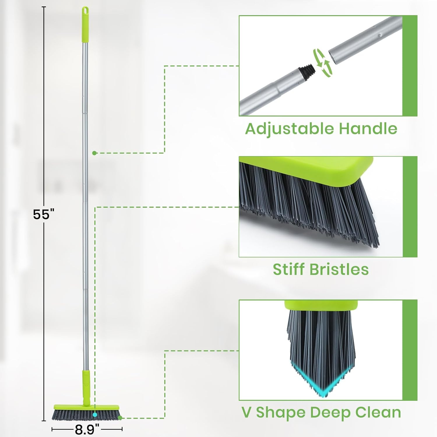 Grout Cleaner Brush with Long Handle, Floor Scrub Brush for Shower Tile, Bathroo