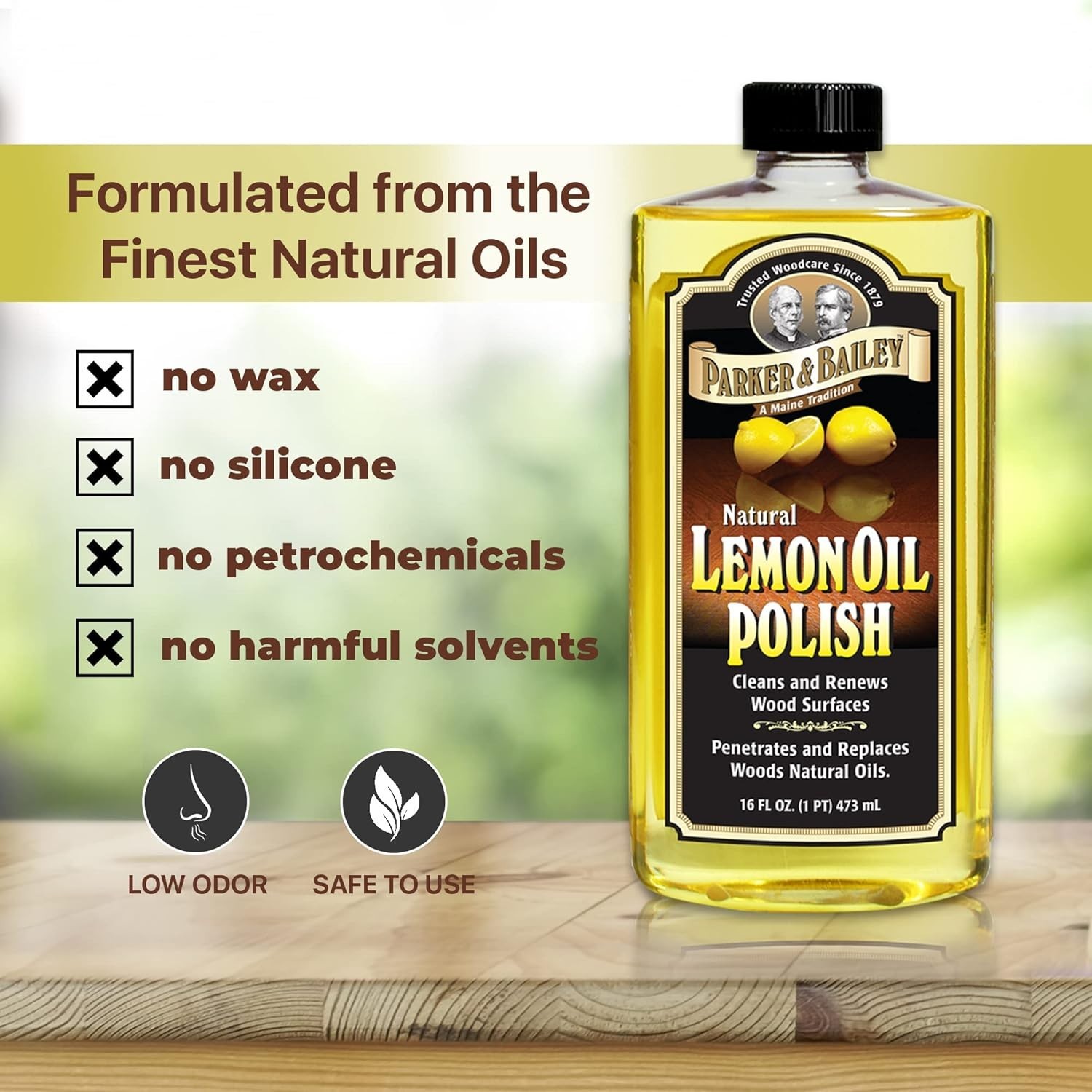 Parker & Bailey Lemon Oil Polish 16oz – Natural Furniture Cleaner with Shine