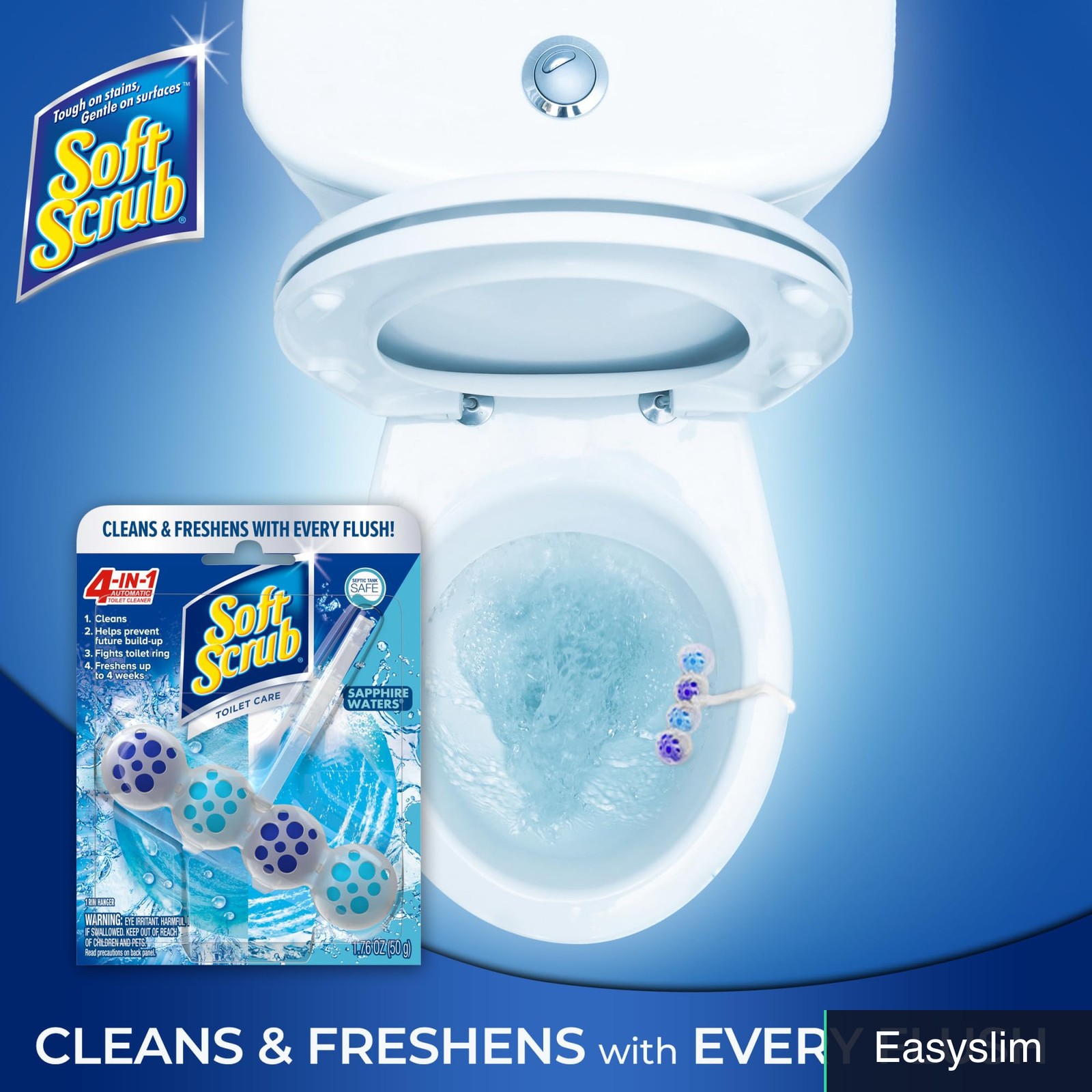 Toilet Bowl Rim Hanger Cleaner Freshener Sapphire Waters Scent 2-Pack