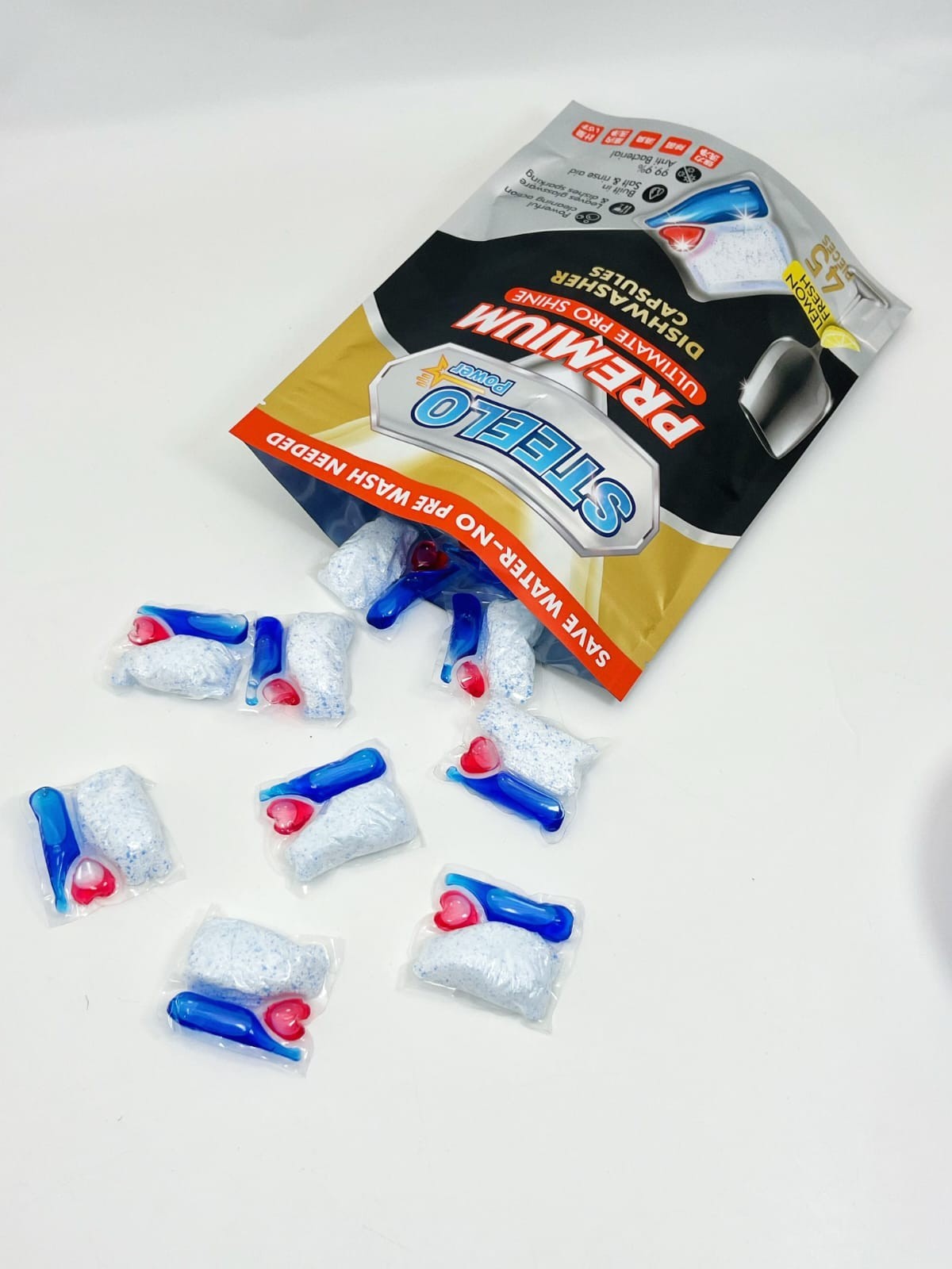 HOME DISHWASHER CAPSULES 45 PCS PACK BASIC FACTORY SEALED CLEANING DETERGENT