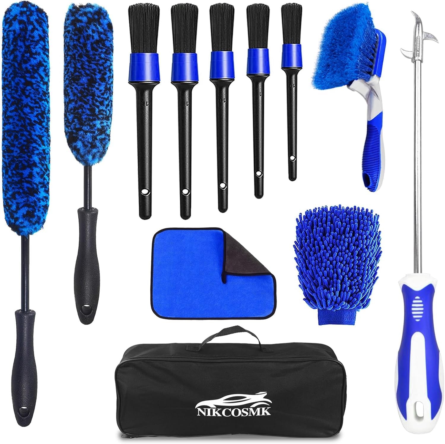 12Pcs Wheel Brush Kit for Cleaning Wheel and Tire, Wheel and Rim Brush, Car D…