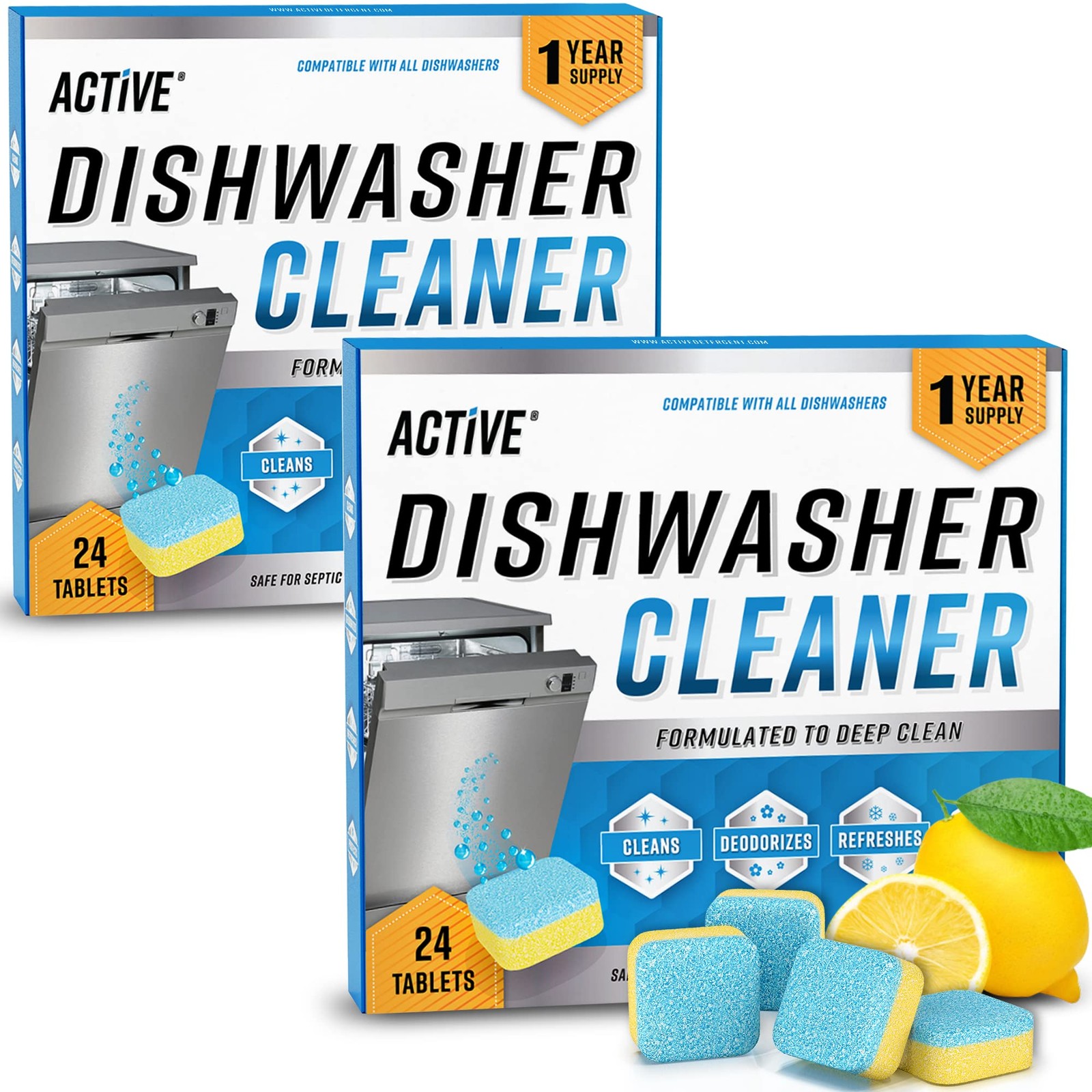 Dishwasher Cleaner Deodorizer Tablets 48 Pack – Deep Descaling Formula – Fresh