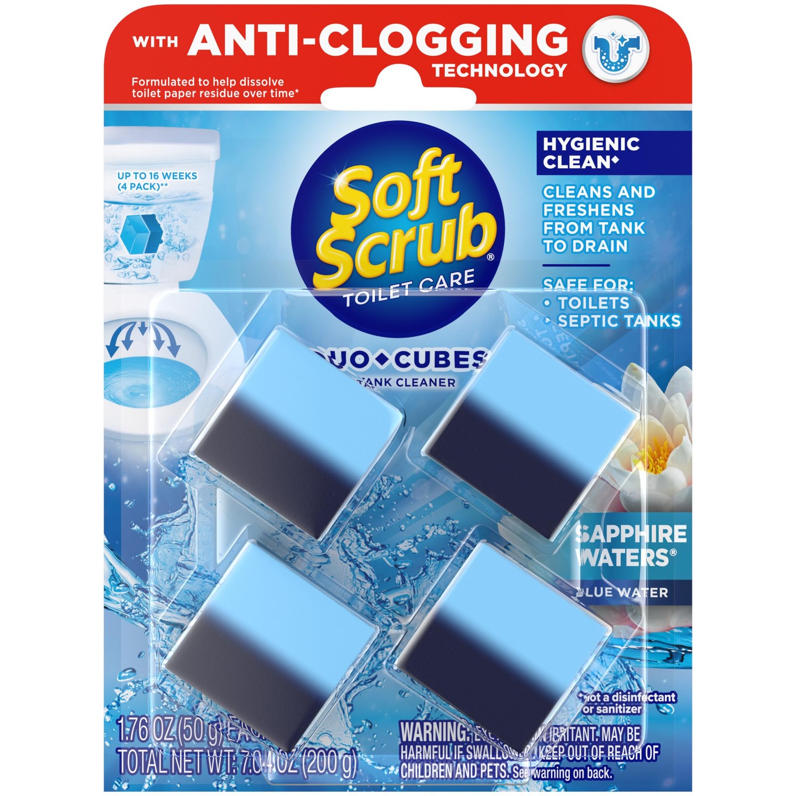 In-Tank Toilet Cleaner Duo-Cubes, Sapphire Waters, 4 Count