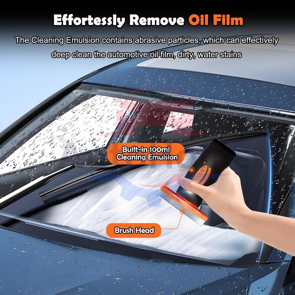 Glass Emulsion Cleaner,Handle Oil Film Remover,100ml w/ Brush Head