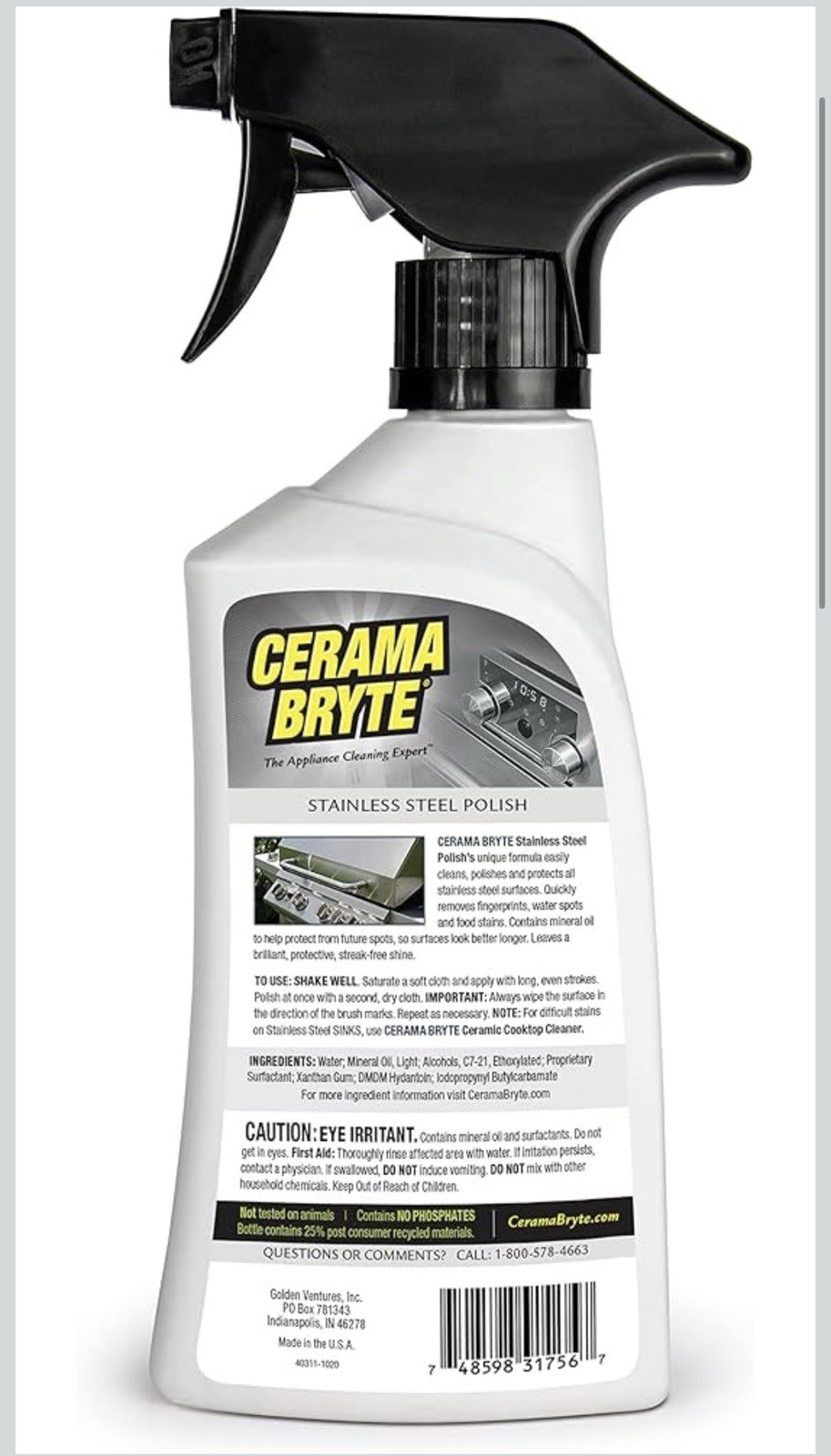Cerama Bryte Stainless Steel Cleaner for Appliances Streak-Free Shine and Descal