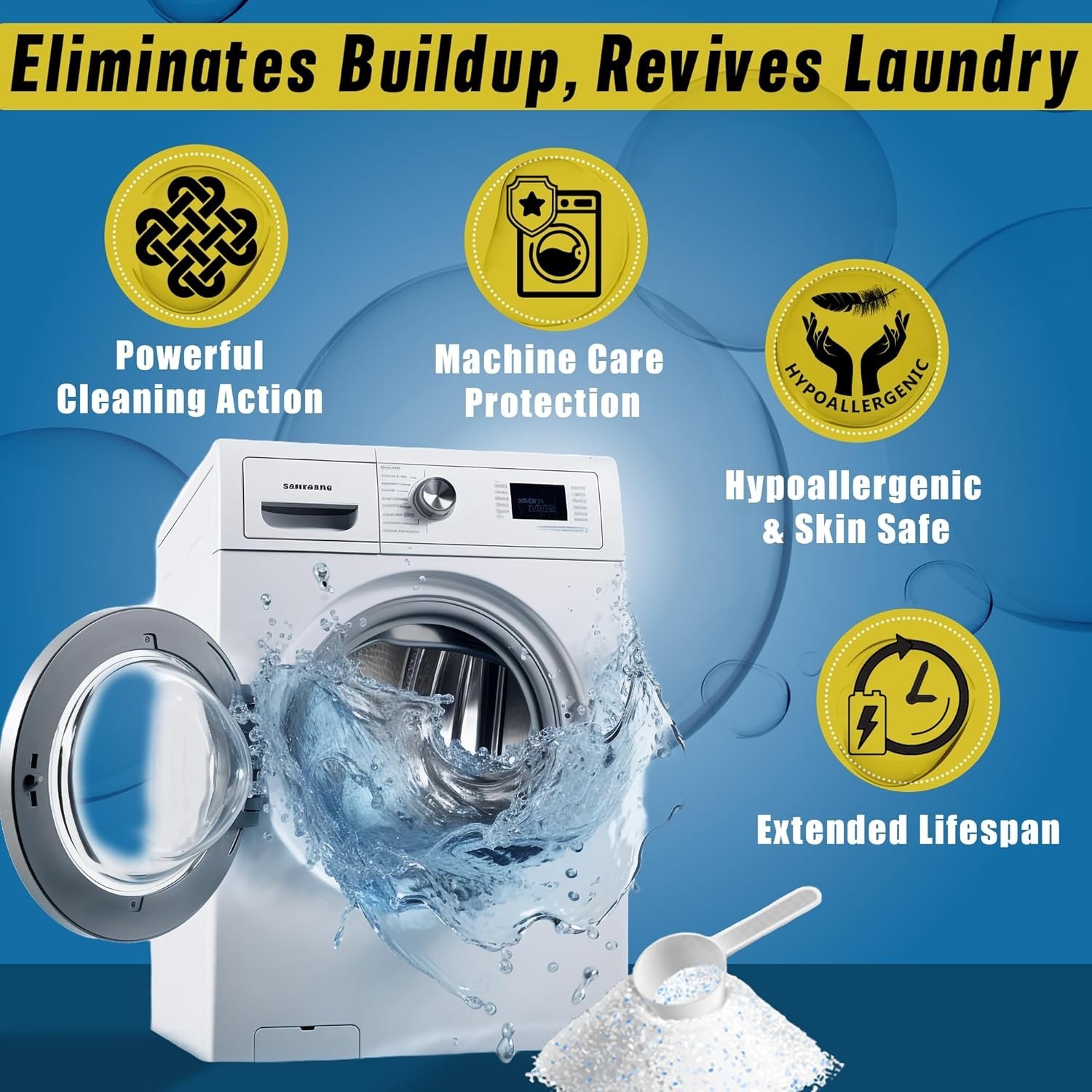 Washing Machine Cleaner Powder, 1Year Supply 24 Packs for Front & Top Load Wa…