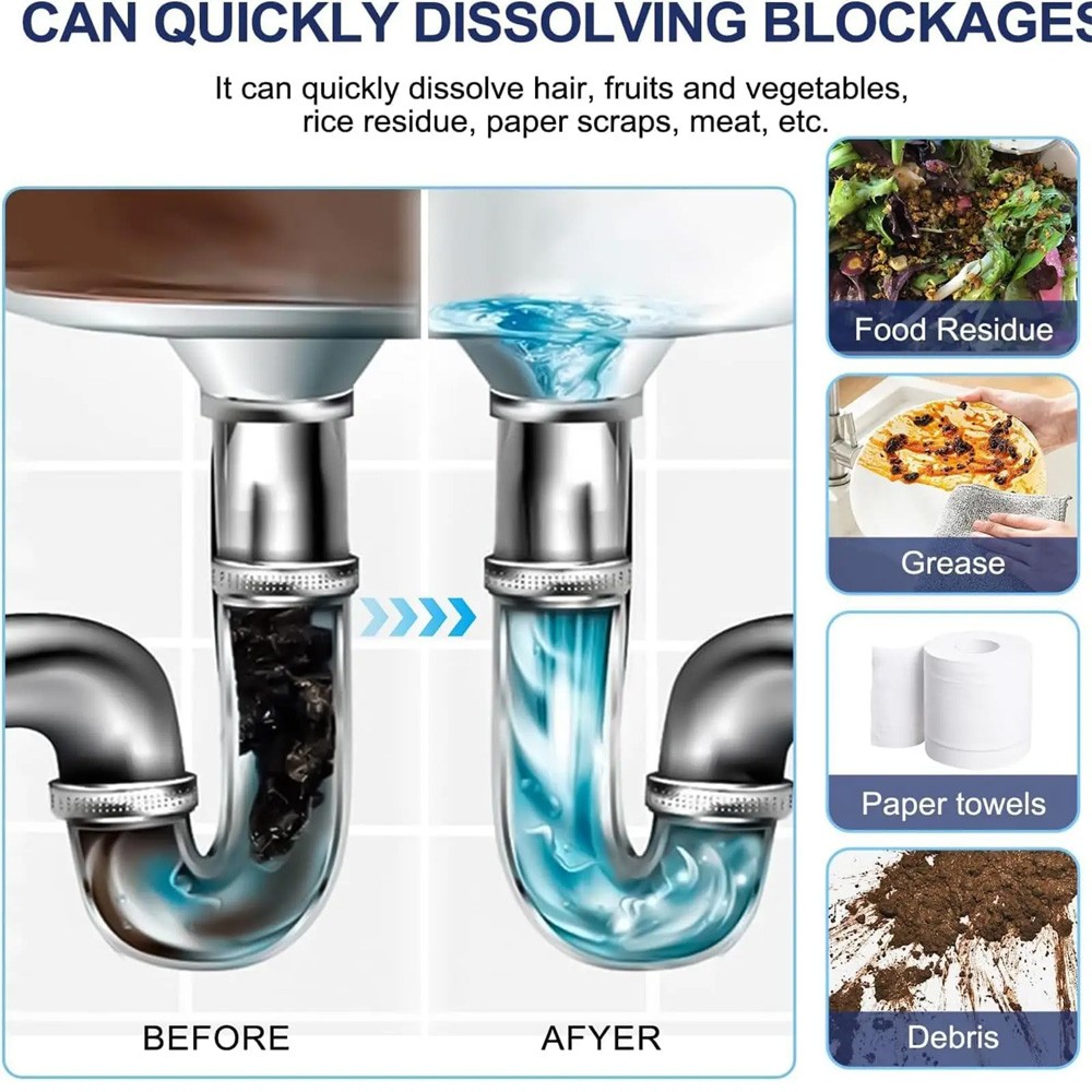 1-5PCS Powerful Sink & Drain Cleaner High Efficiency Clog Remover & Clean