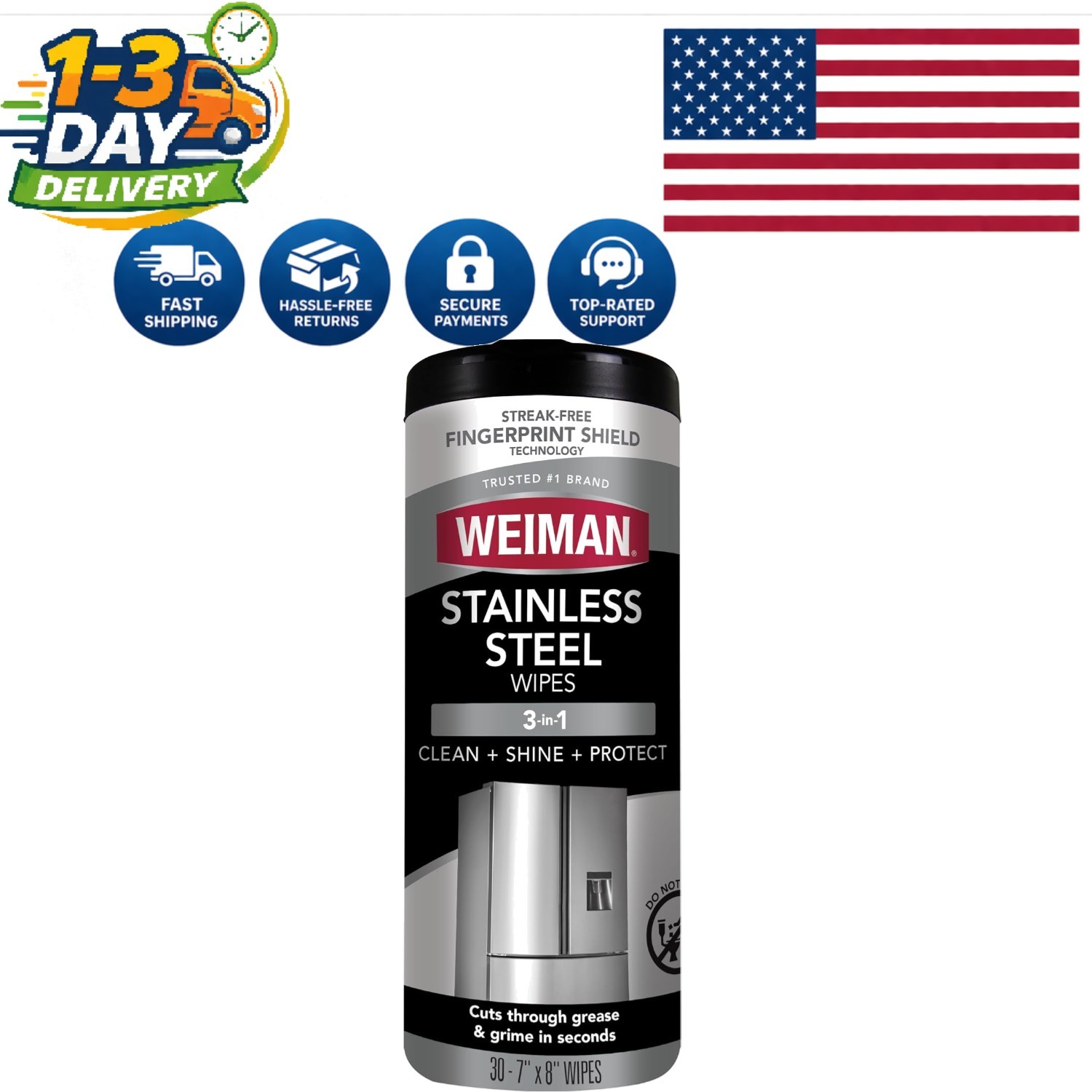 Effective Stainless Steel Wipes (30 Pack) – Remove Grease & Water Spots Easily