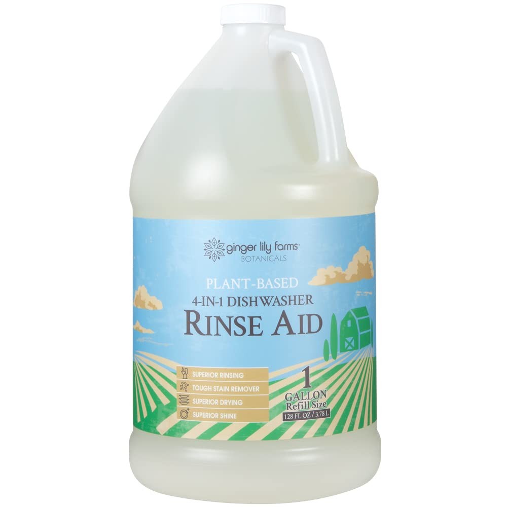 Ginger Lily Farms Botanicals Plant-Based 4-In-1 Dishwasher Rinse Aid, 100% Vegan