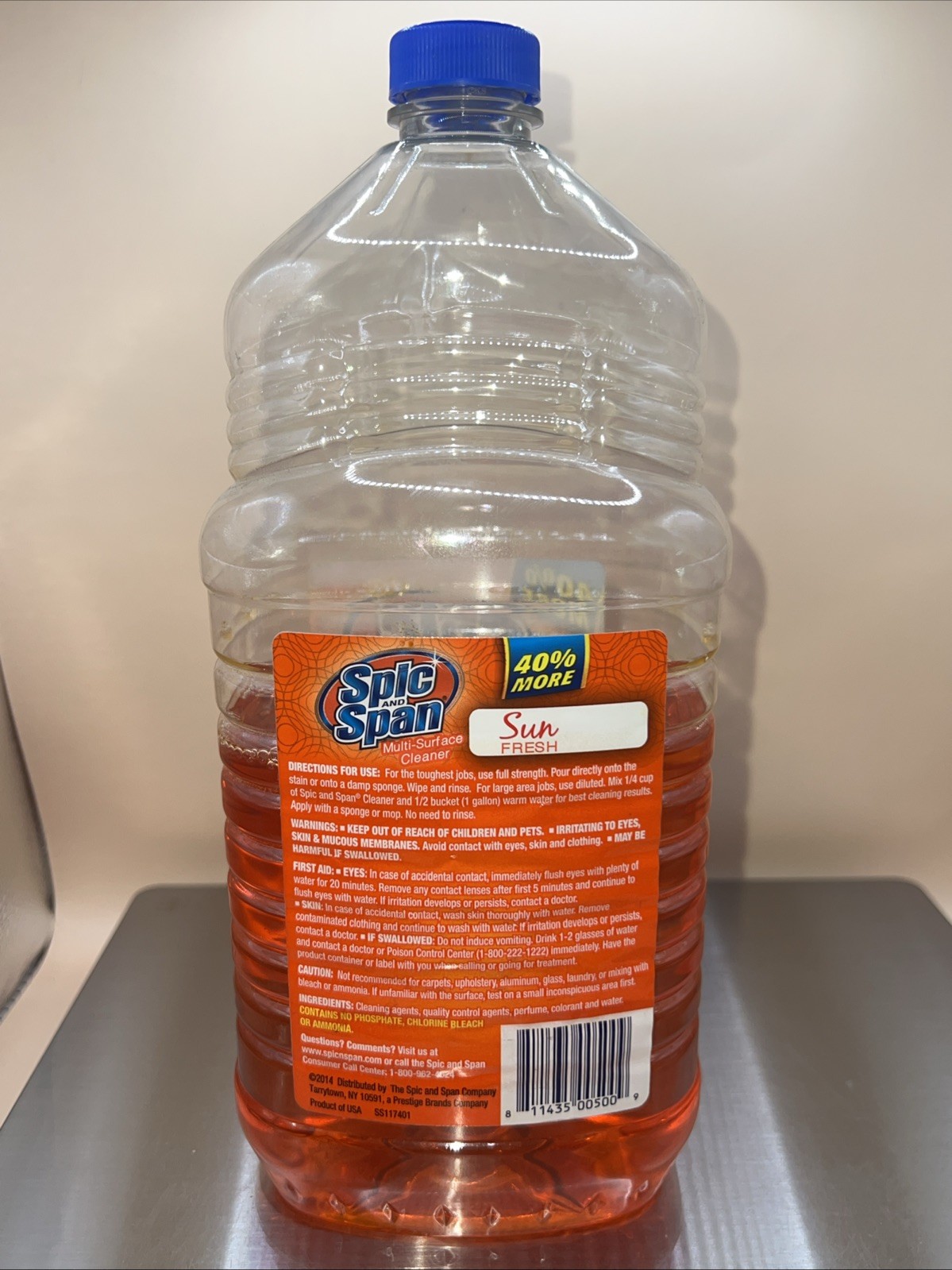 Spic and Span Multi-Surface Cleaner Sun Fresh Scent, 56 fl oz 2014 50% Full
