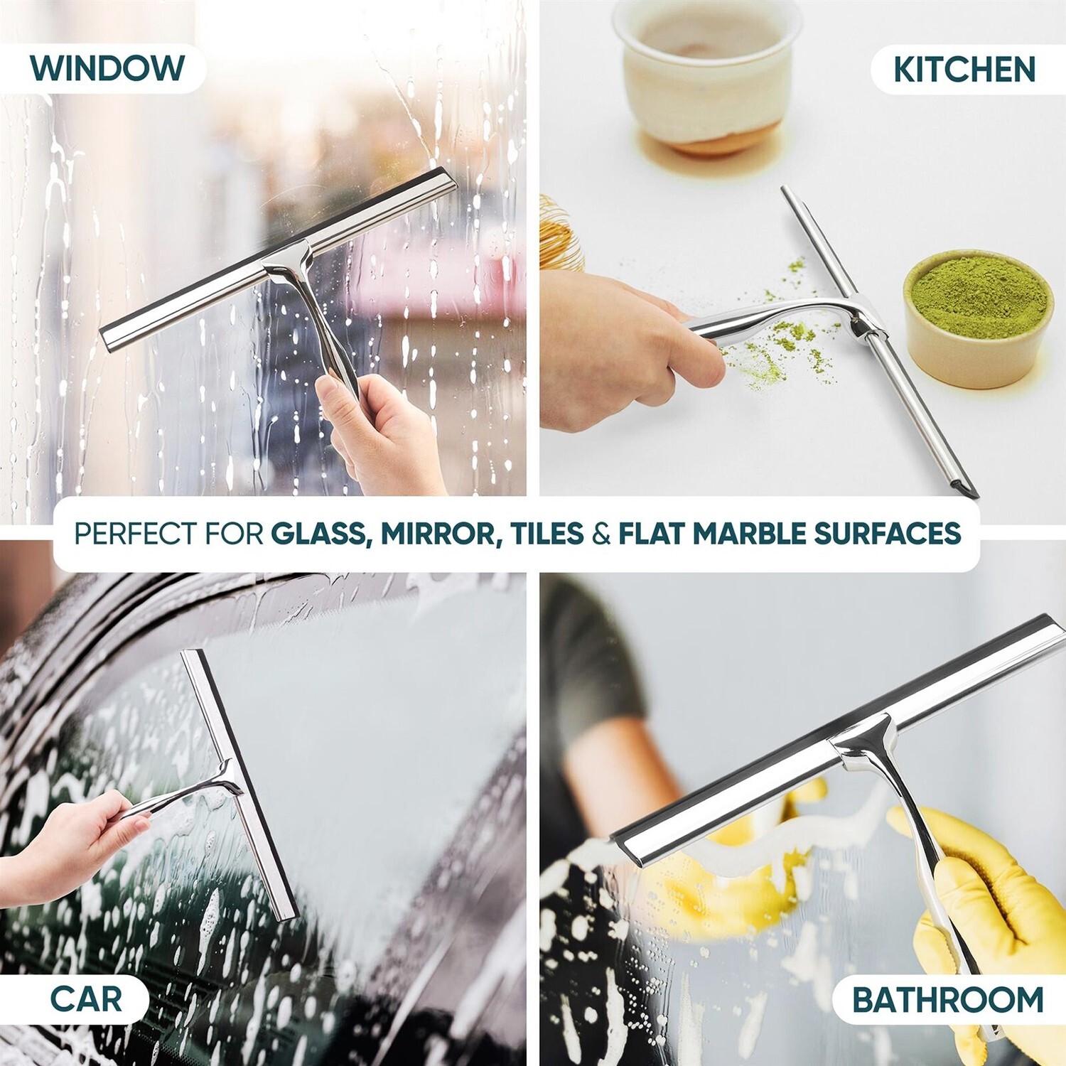 Stainless Steel All-Purpose Squeegee Shower Cleaner Doors Bathroom Windows Glass