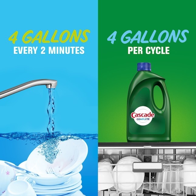 Dishwasher Gel Detergent, Cascade Complete with Dawn 75 Oz, Fresh Scent