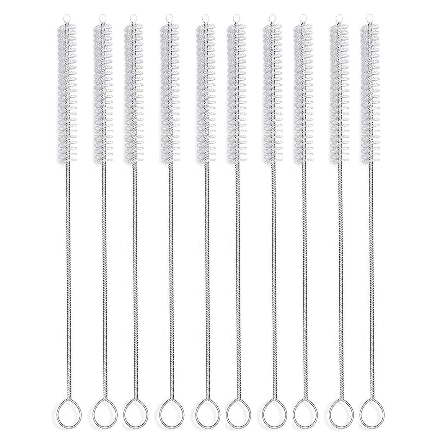 Long Straw Brush Nylon Pipe Tube Cleaner 10ihch X 2/5inch Set Of 10