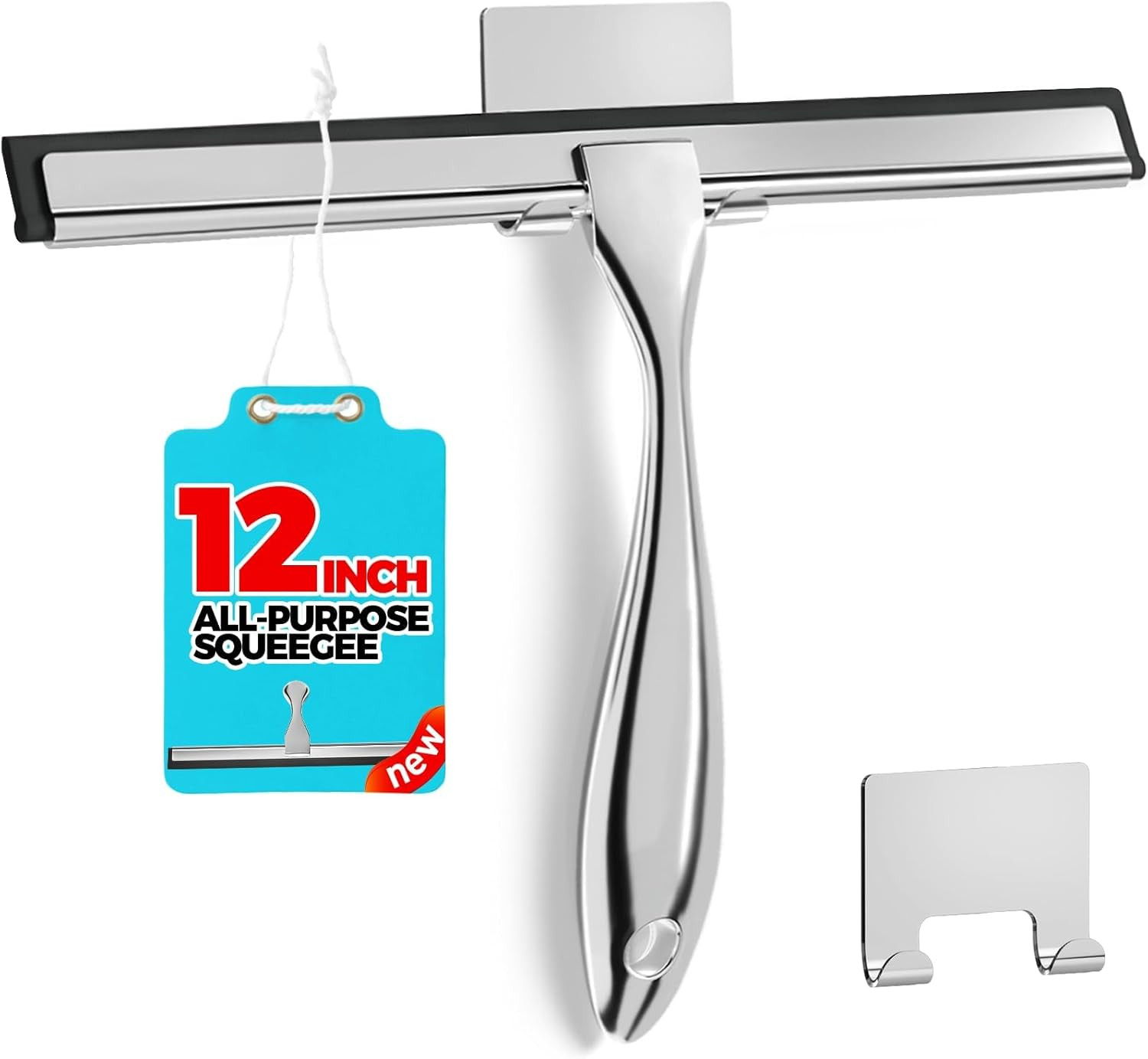 12-Inch All-Purpose Shower Squeegee for Shower Doors, Tile Shower Walls, Bathroo