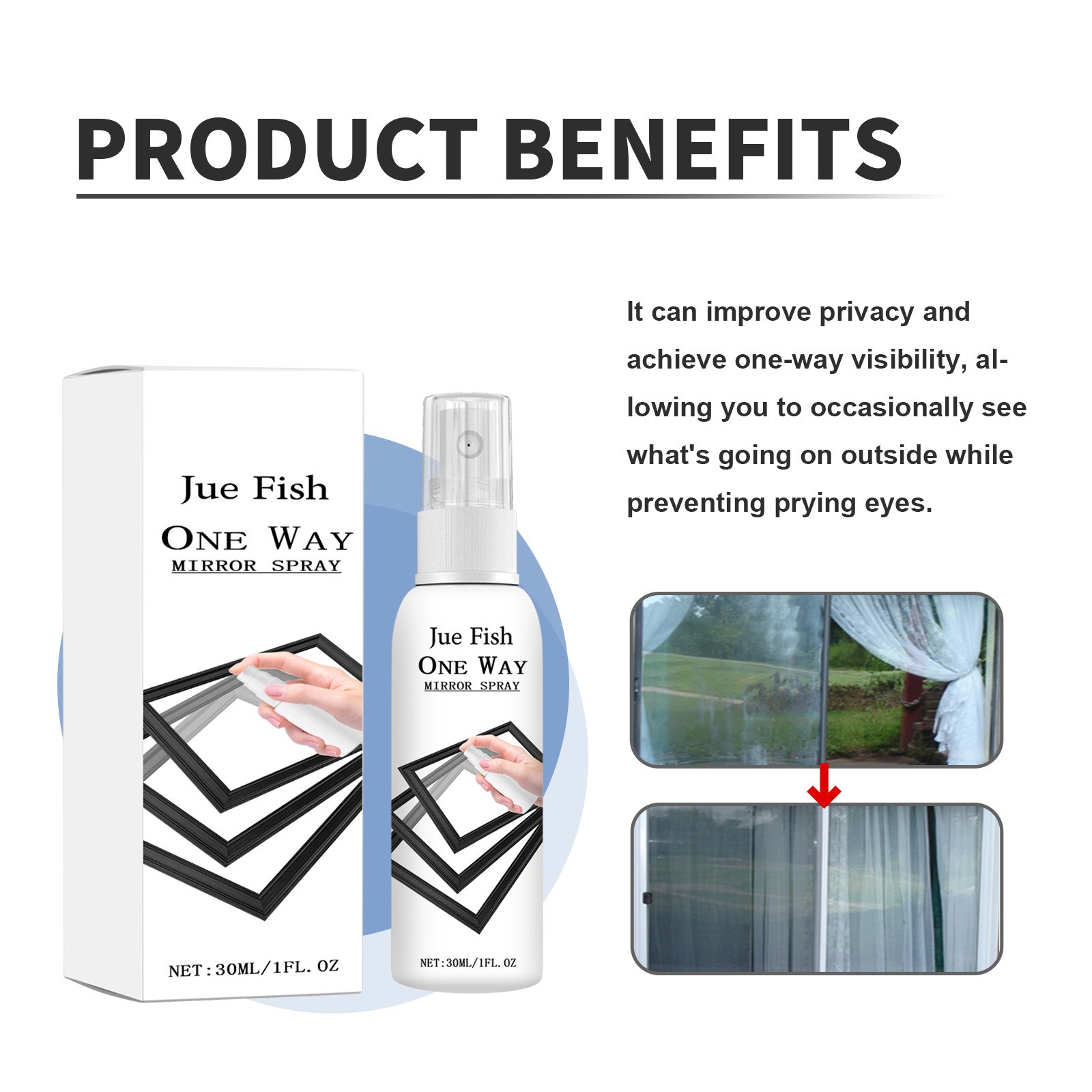 One Way Mirror Spray,Infrared Blocking Spray,Reflective Window Spray Home & Car