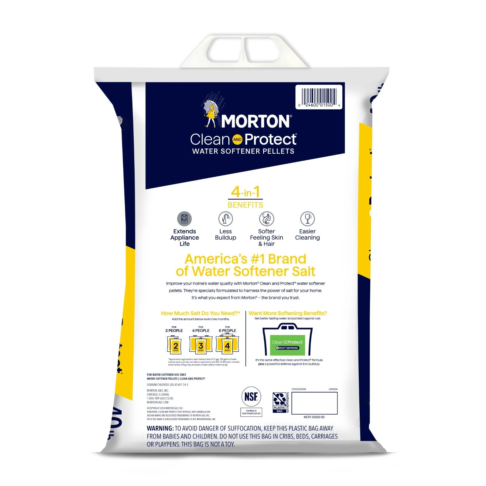 (6 pack) Morton Clean and Protect Water Softener Salt Pellets, 40 LB Bag