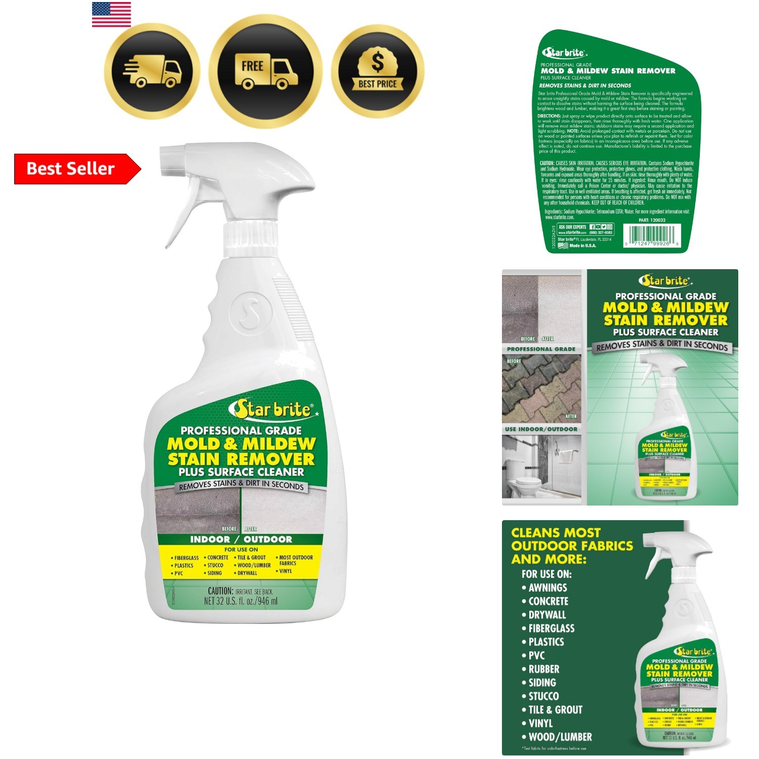 Professional Grade Mold & Mildew Stain Remover – 32 OZ