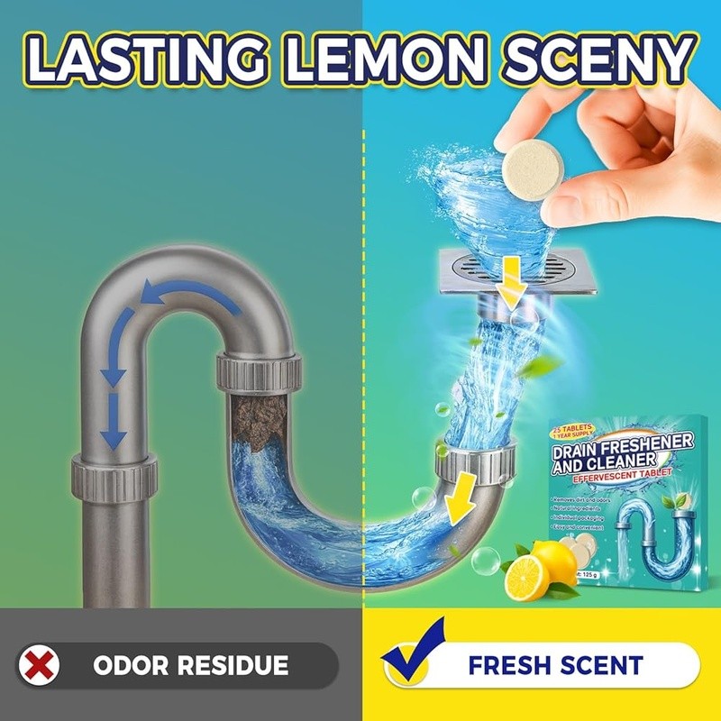 Citrus Foaming Garbage Disposal Cleaner Deodorizer Tablet Natural Lemon Scent US