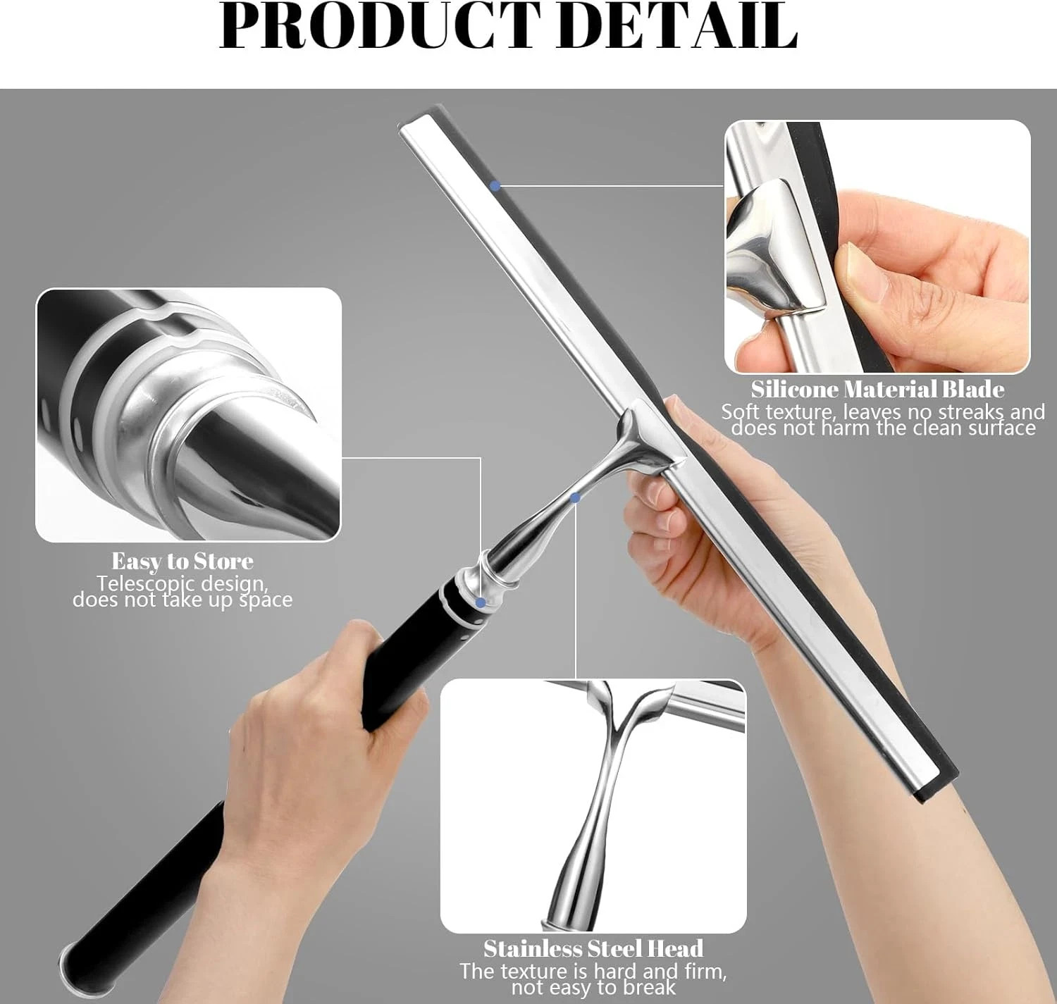 Shower Squeegee with Long Handle Window Squeegee with Extension Pole Squeegee fo
