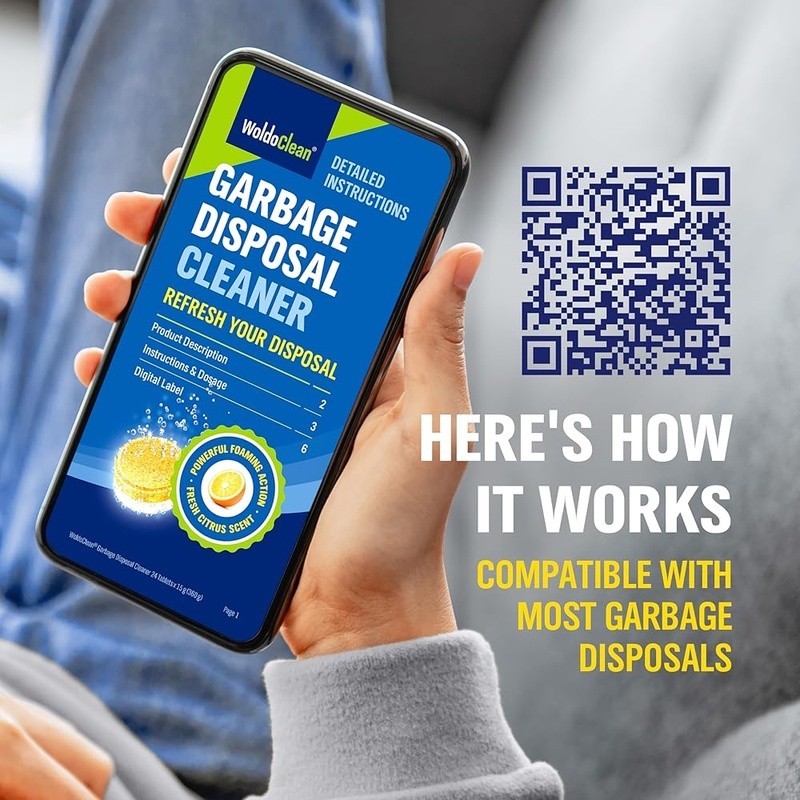 Garbage Disposal Cleaner Tablets Citrus Foam Odor Eliminator 24 Pack Fresh Sink