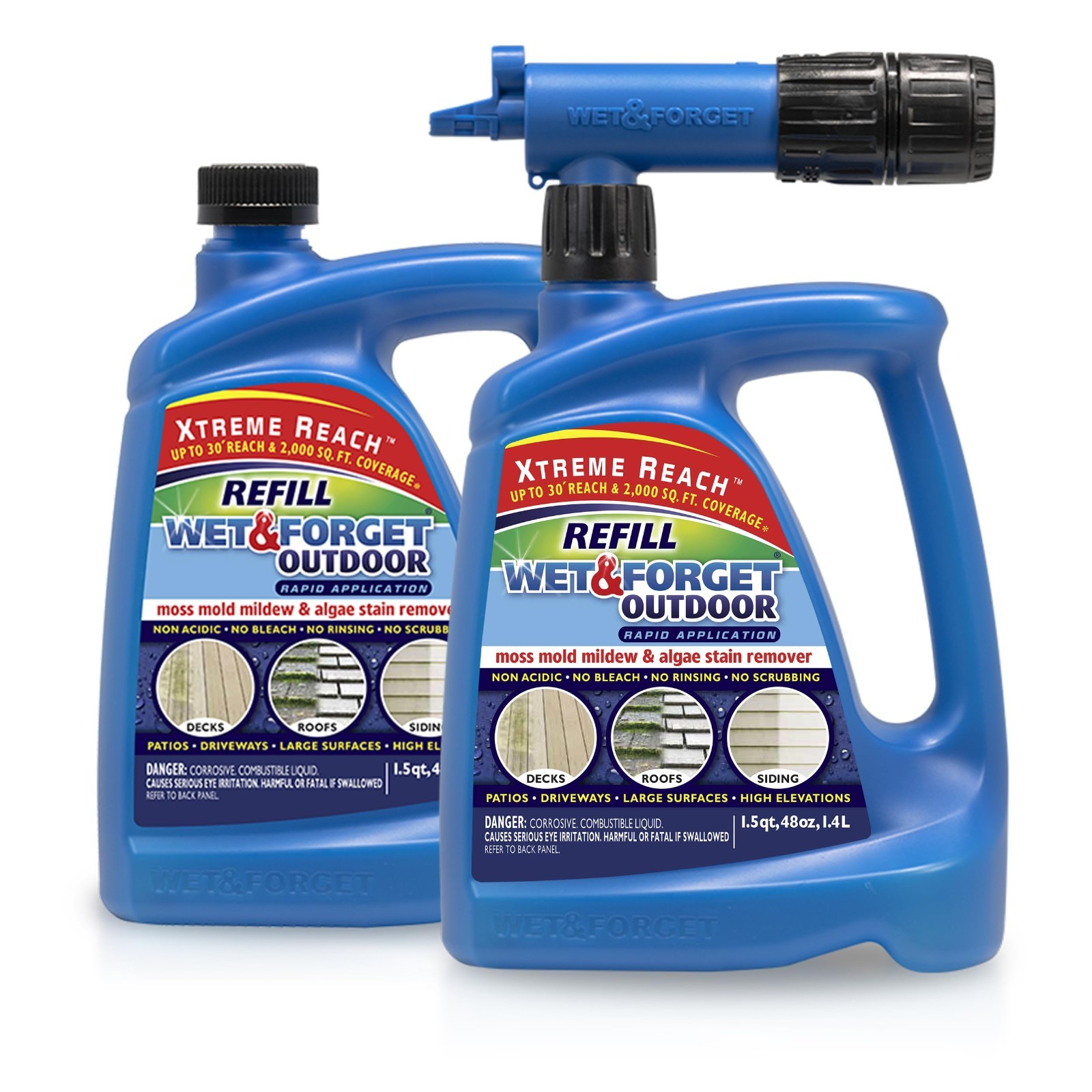 Outdoor Stain Remover Multi-Surface Cleaner, Xtreme Reach Hose End, 48oz + Refil