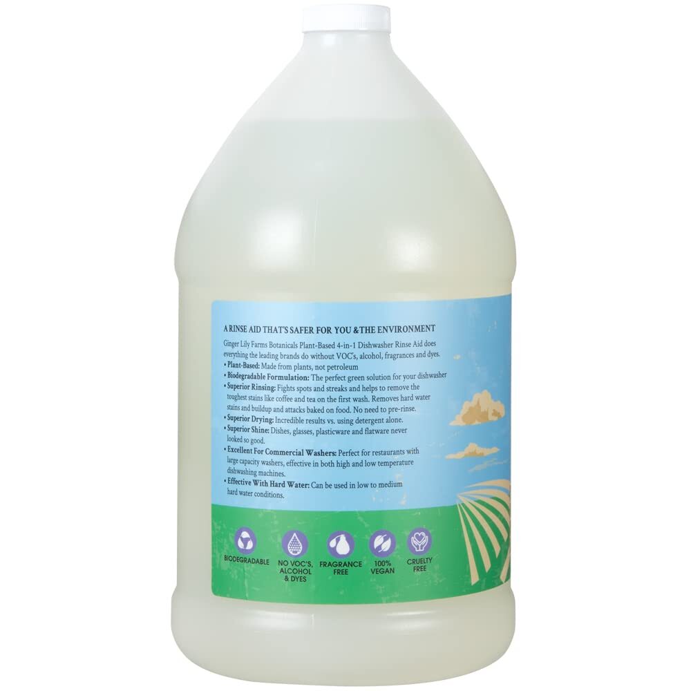 Plant Based Dishwasher Detergent 128 Fl Oz Eco Friendly Stain Remover Rinse Aid