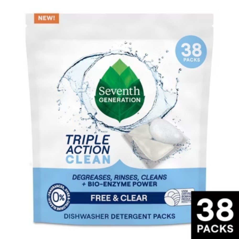 Seventh Generation Dishwasher Packets, 38ct, Fragrance-Free, Dye-Free