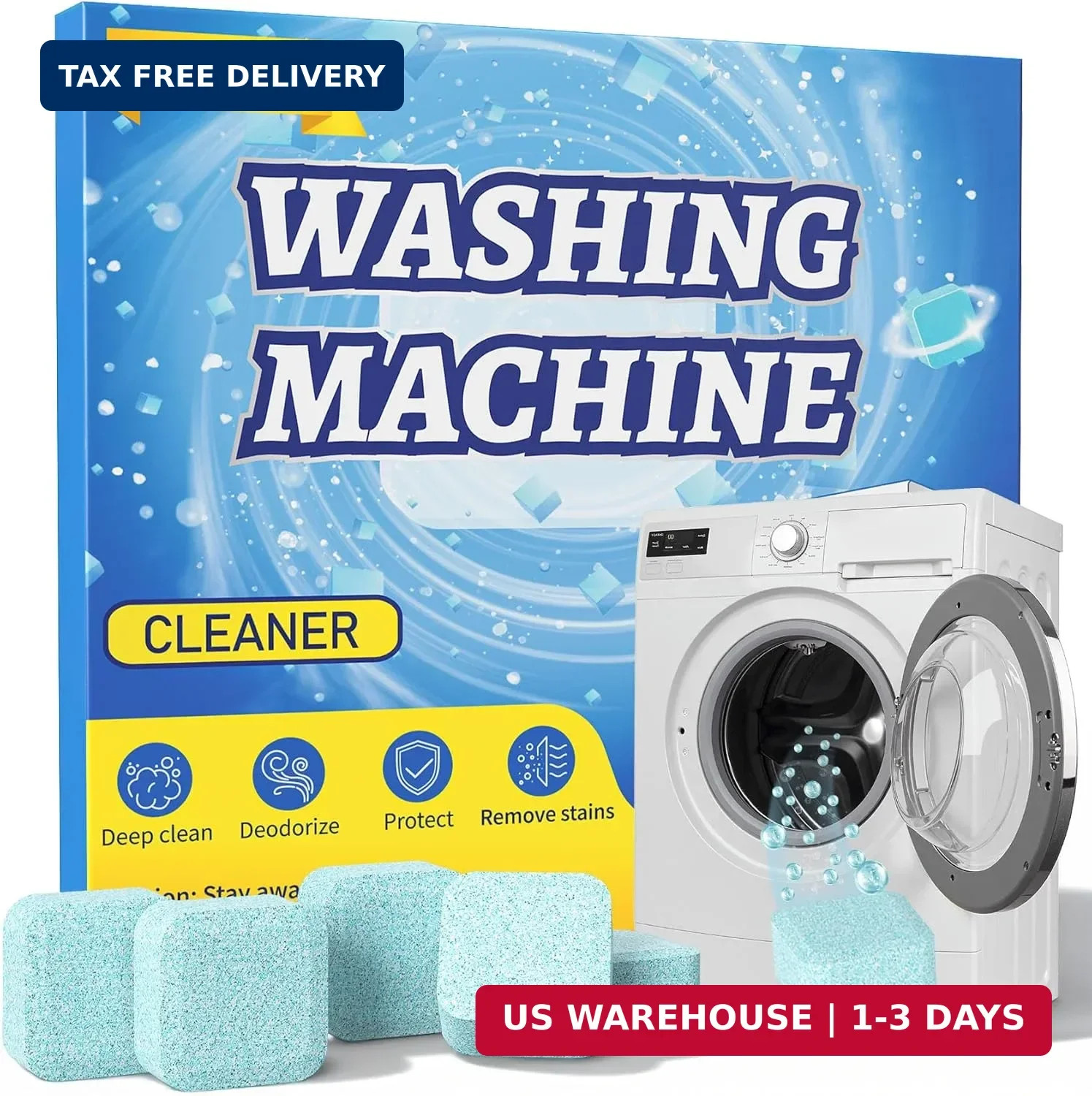 Washing Machine Cleaner Tablets, 24 Pack, Deep Cleaning Descaler and Suitable fo