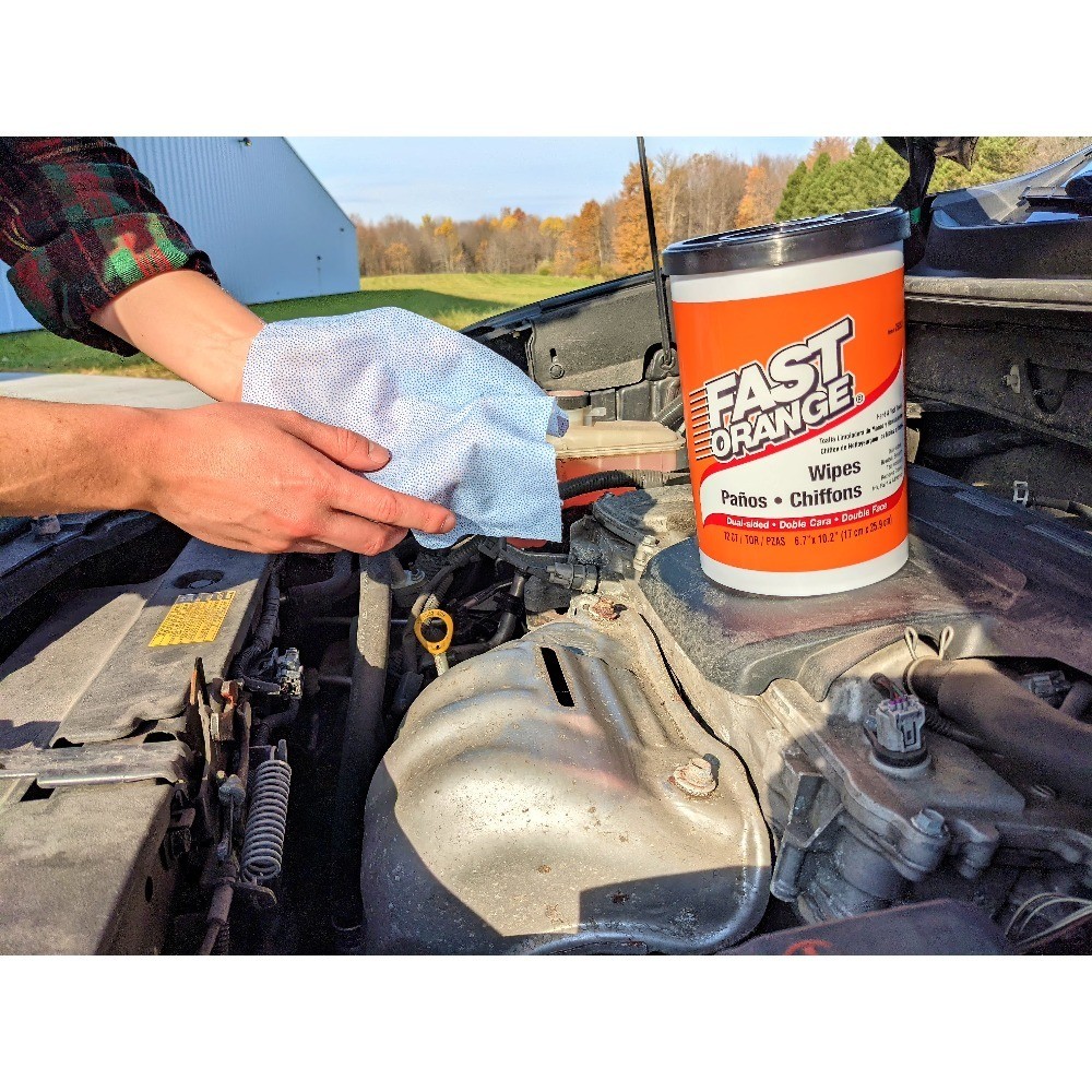 Hand Cleaning Wipes for Mechanics, 72-Count, Orange Scent, Fast-Acting Degreaser