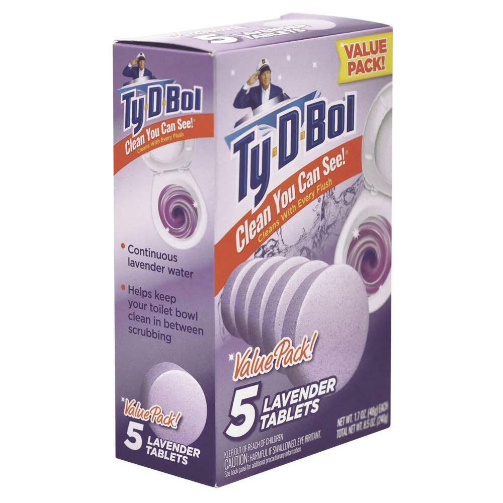 Ty-D-Bol Lavender Toilet Bowl Cleaner 5 Count Tablet Value Pack MADE in the USA