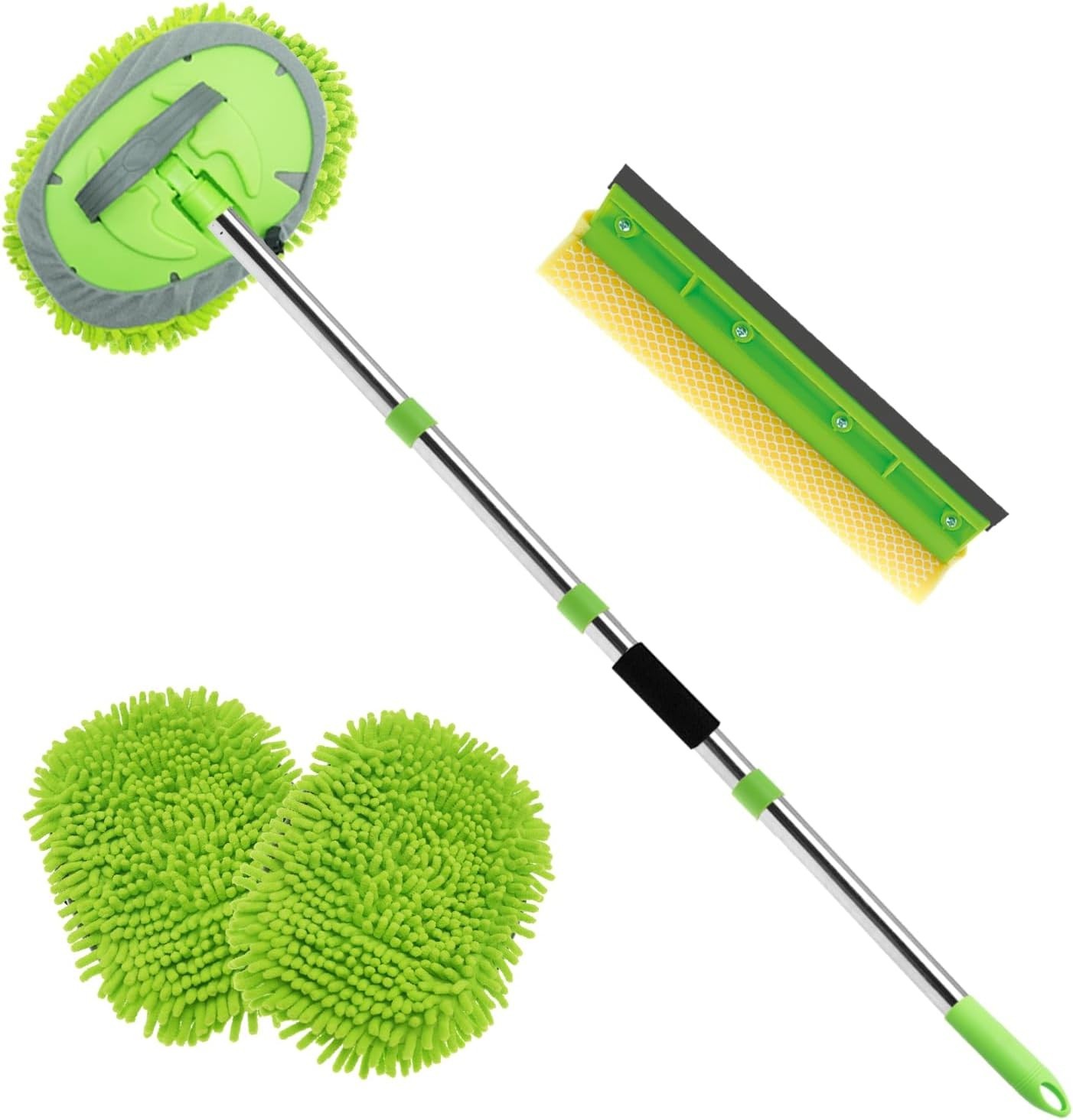 Car Wash Brush Kit – 62″” Long Handle Microfiber Cleaning Brush for Car RV Truck