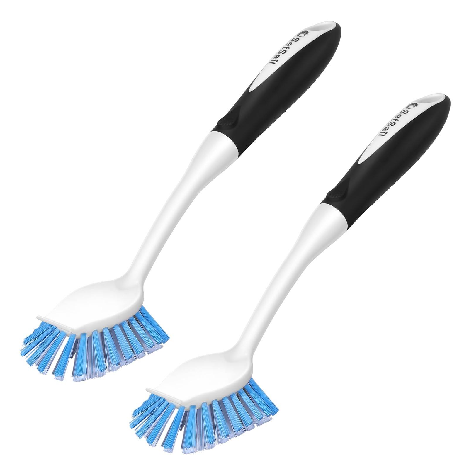 SetSail Dish Brush with Handle, 2Pack Stiff Bristles Dish Scrubber with Built-in