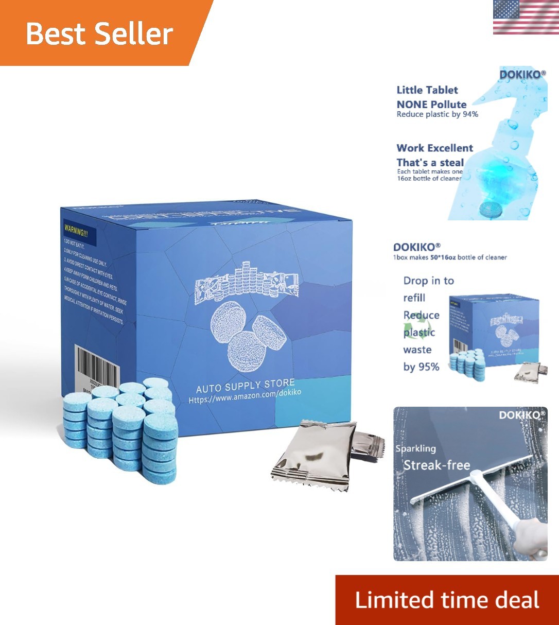 Eco-Friendly 100 Pack Glass Clean Tablets – 16 fl oz Each, Cost-Saving Solution