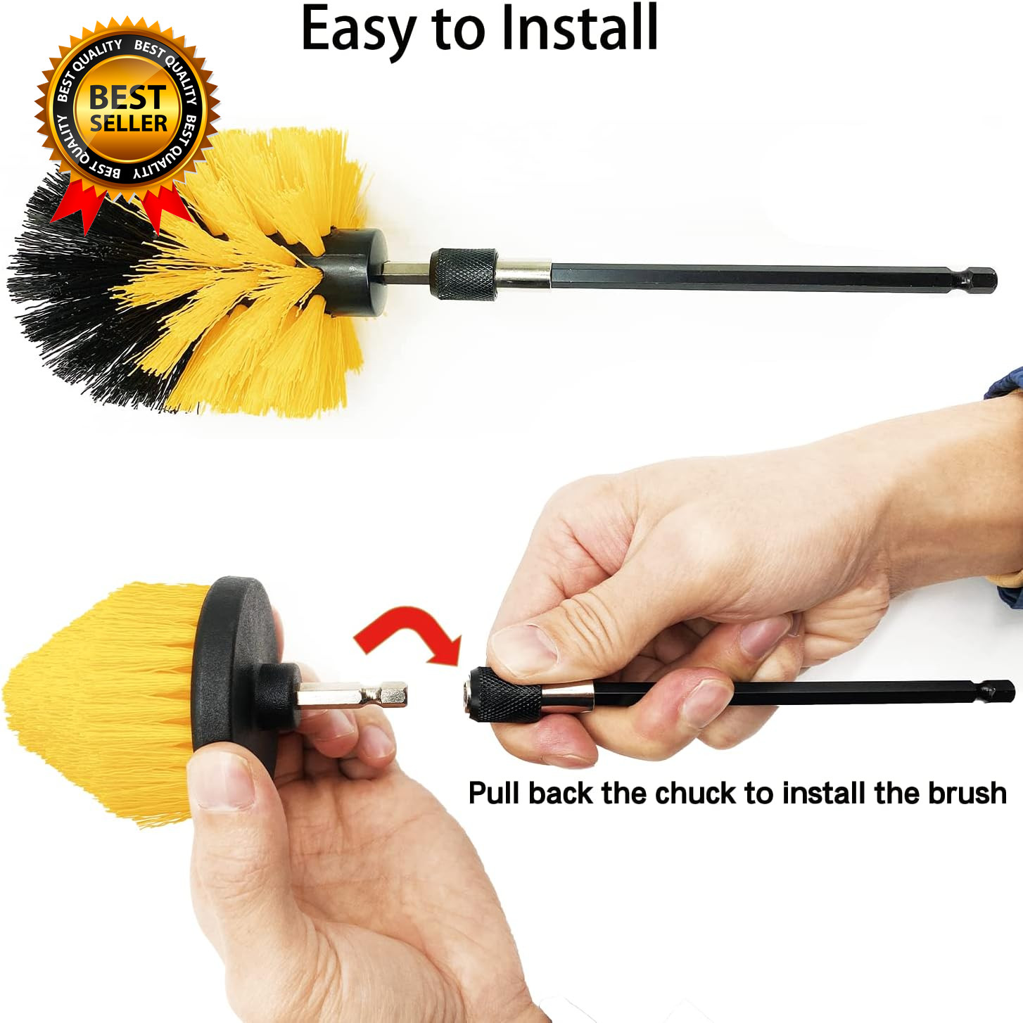 Drill Brush Attachment Set, 7 Pack 1/4In Power Scrubber Brush + Extend Long