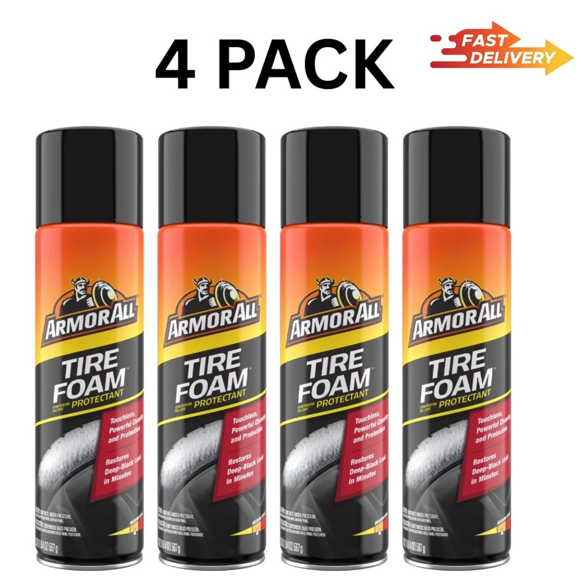 Armor All Tire Foam Protectant 20oz Automotive Spray Pack of 4 Free Shipping