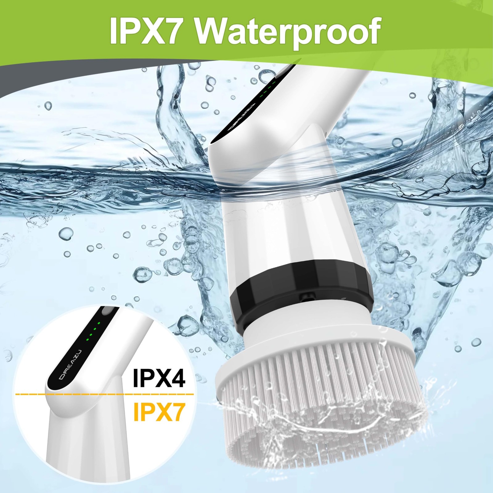 -Electric Spin Scrubber – Upgraded 10-in-1 IPX7 Waterproof Shower Scrubber, R…