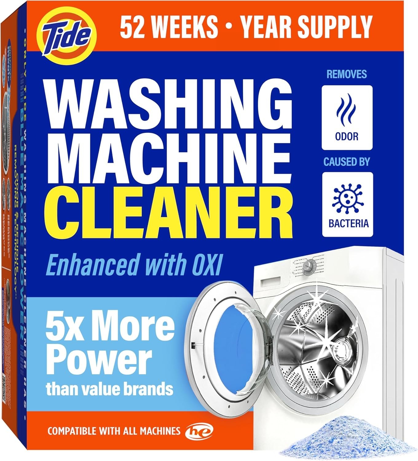 Tide Washing Machine Cleaner 52 Week Supply with Oxi for Front and Top Loader