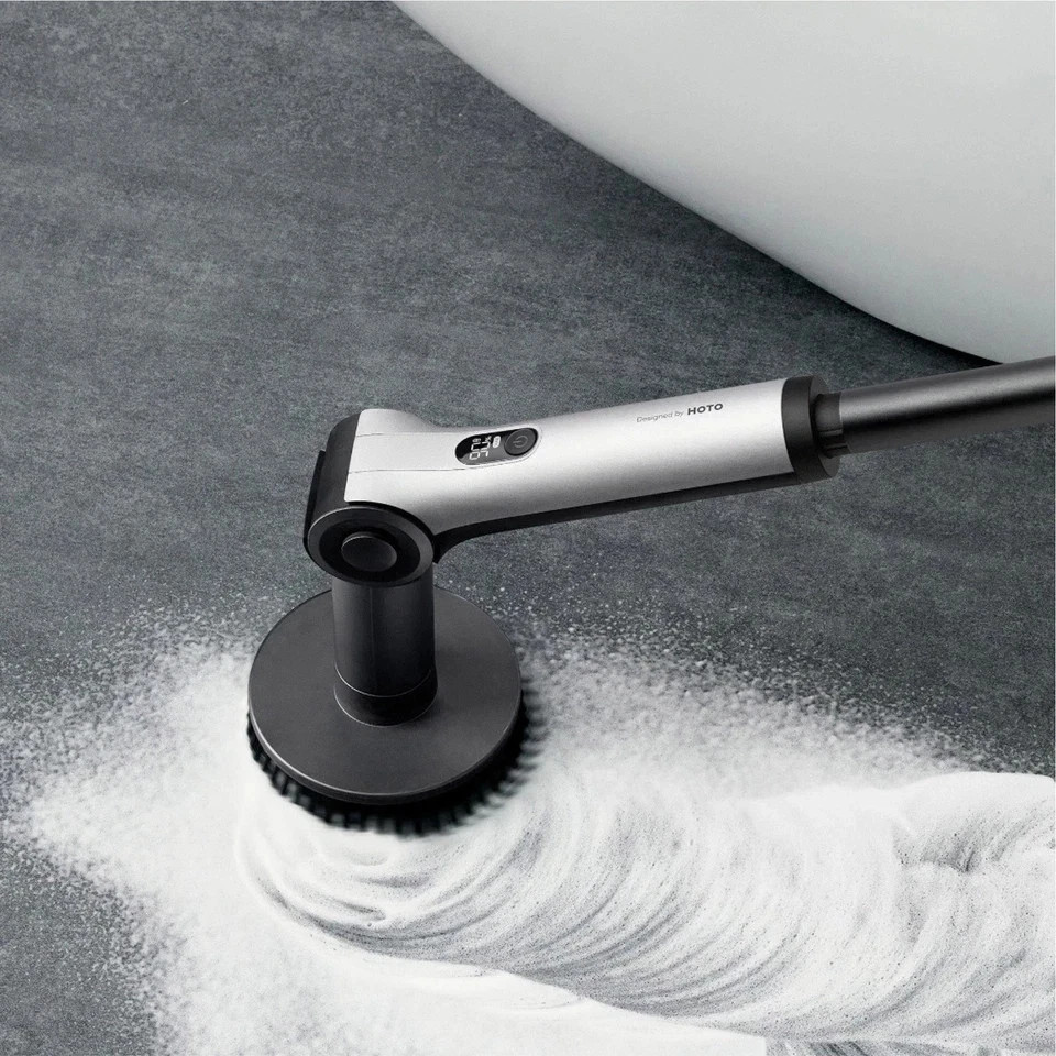 HOTO Flexi Cordless Spin Scrubber with Telescoping Handle & Multi-Surface Brush