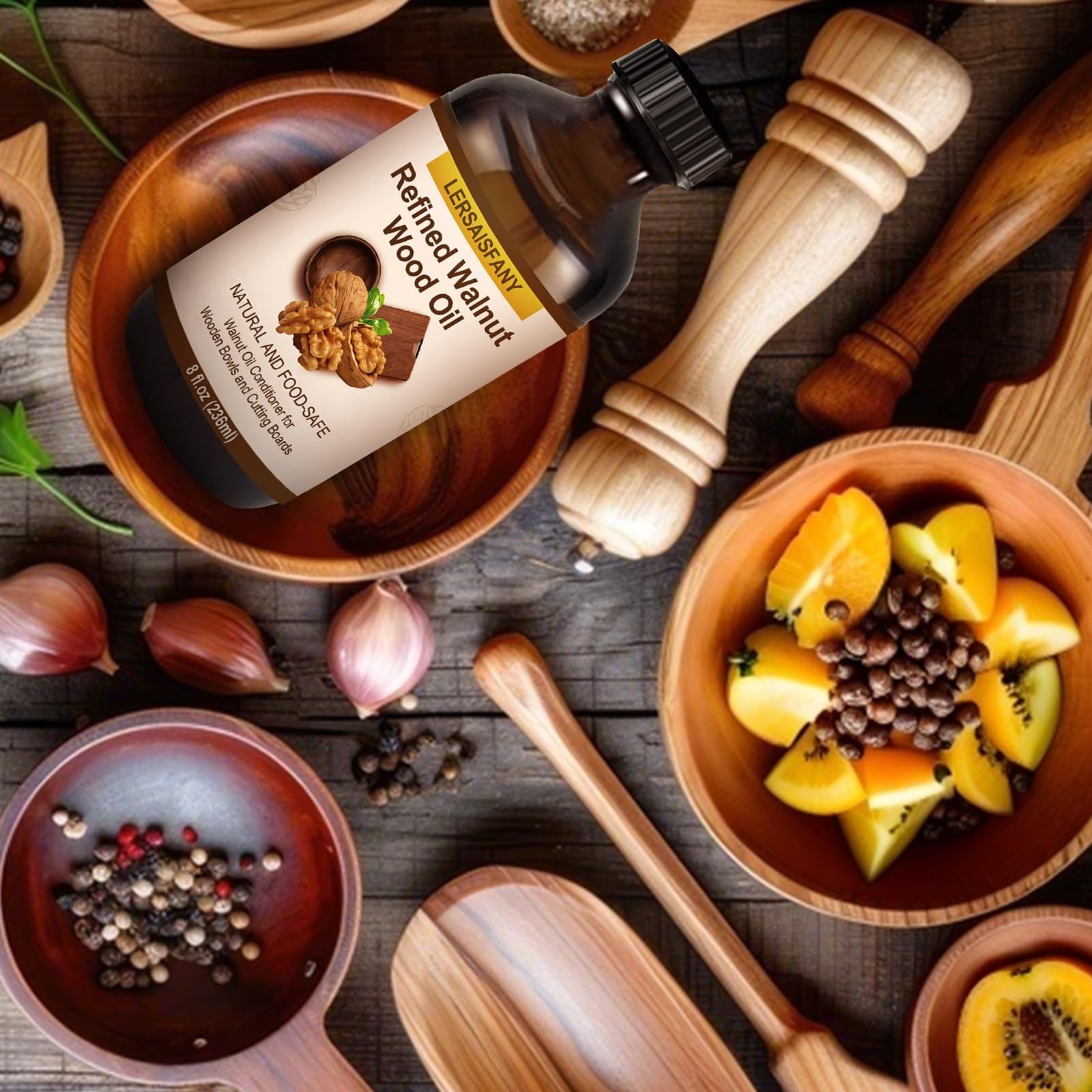 Walnut Wood Oil Bowl Conditioner, Walnut Oil for Wooden Cutting Board and Bow…