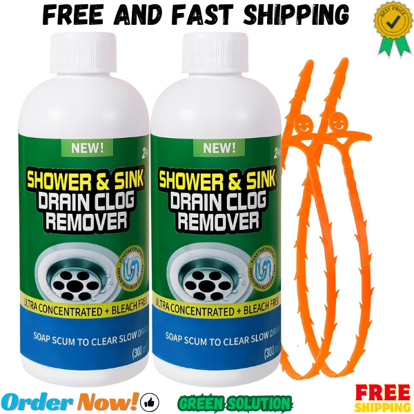 Drain Cleaner Clog Remover Liquid: Sink Kitchen Bathroom Shower Drain Cleanin…