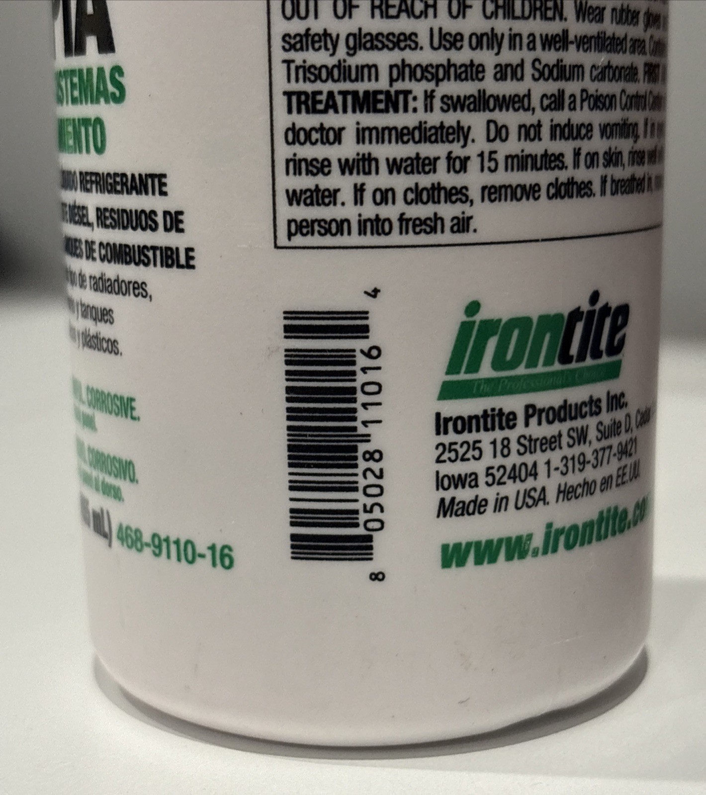 Irontite 468-9110-16 Thoro Flush Cleaner For Cooling Systems 16 Ounce Brand New