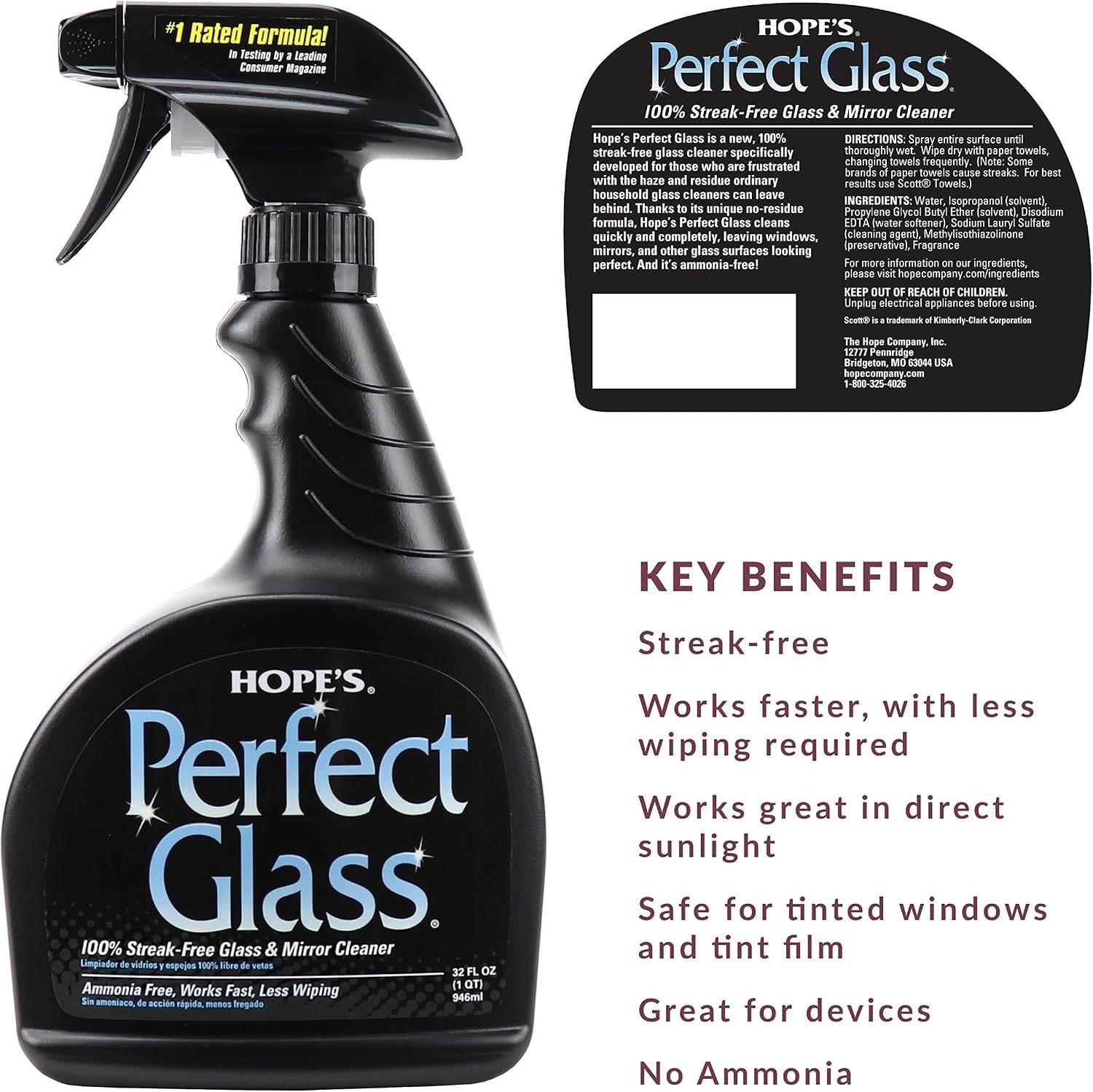 Perfect Glass Cleaner Spray, Streak-Free, Ammonia-Free Window, Mirror, Screen…