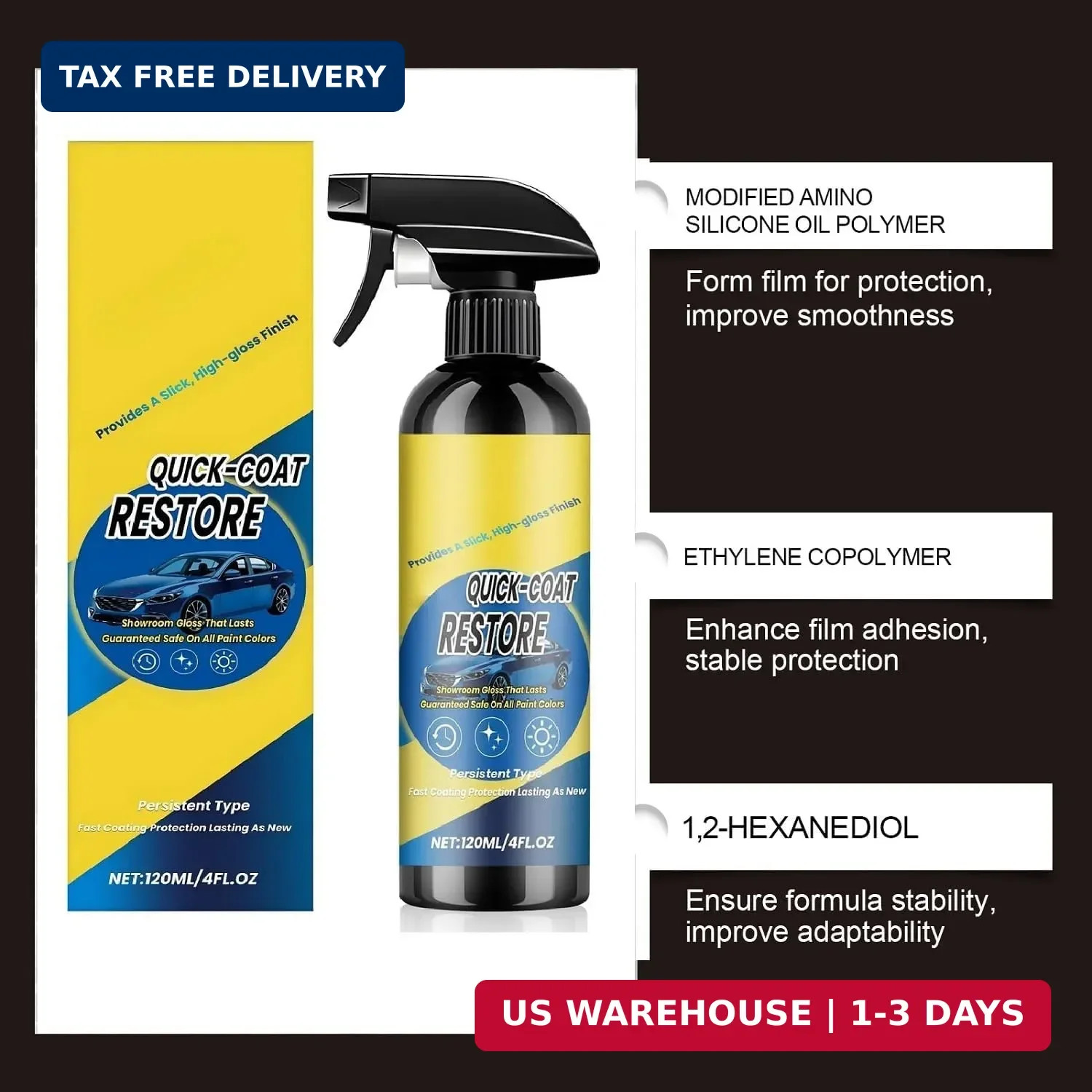 2Pcs Nano Quick Coat Restore Coating Spray,2026 New Advanced Automobile Quick Ef