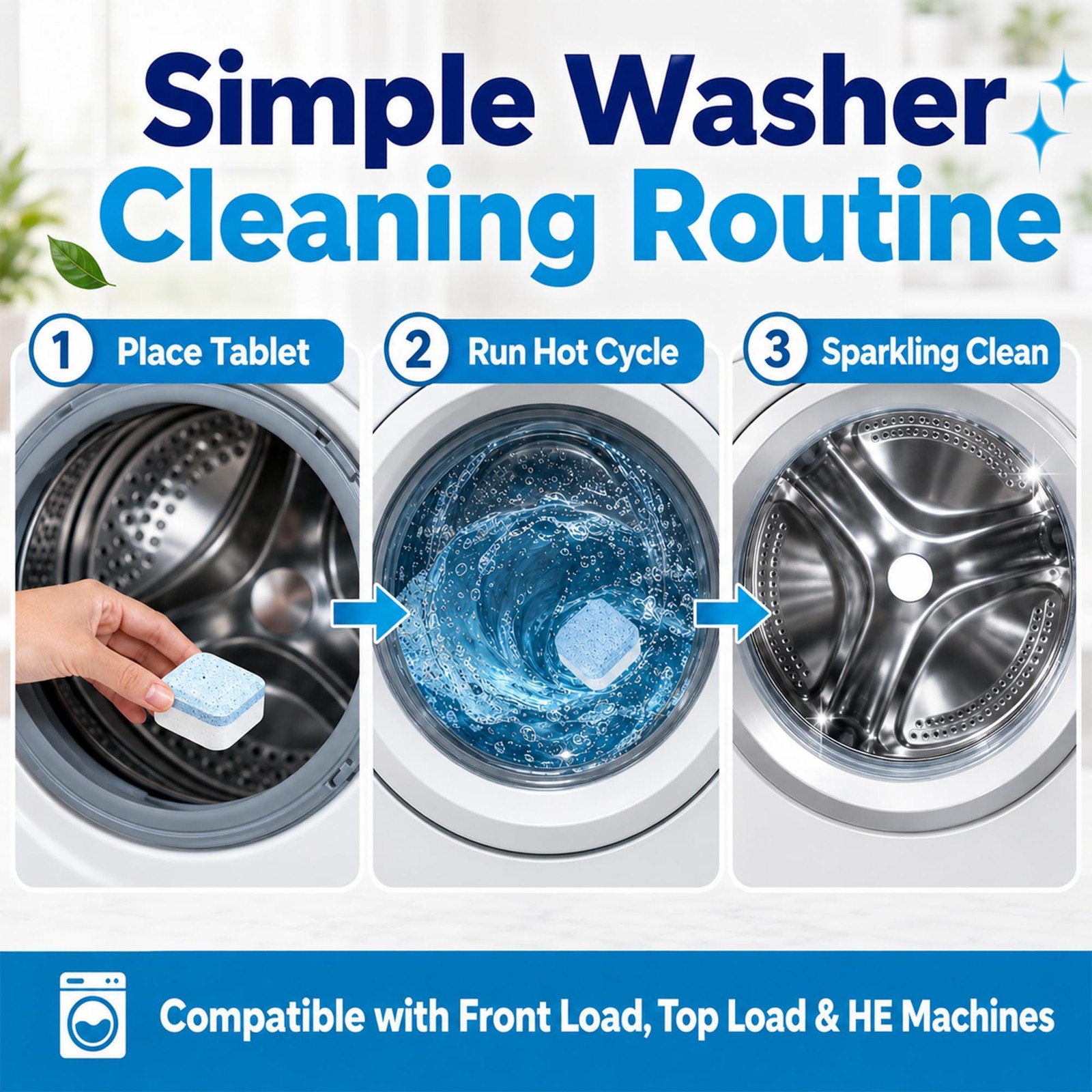 Washing Machine Cleaner Tablets 24 Count, Deep Cleaning Washer Cleaner for Fr…