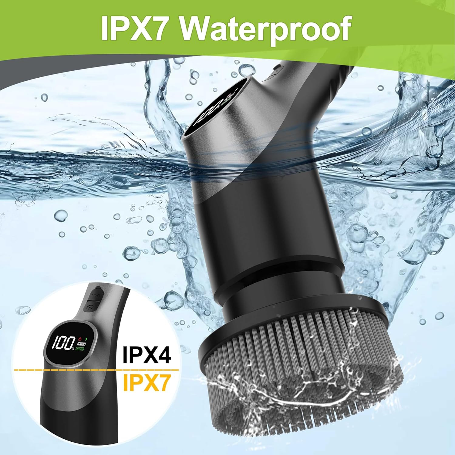 Electric Spin Scrubber 10-in-1 Shower Cleaner Brush Waterproof Cordless Bathroom