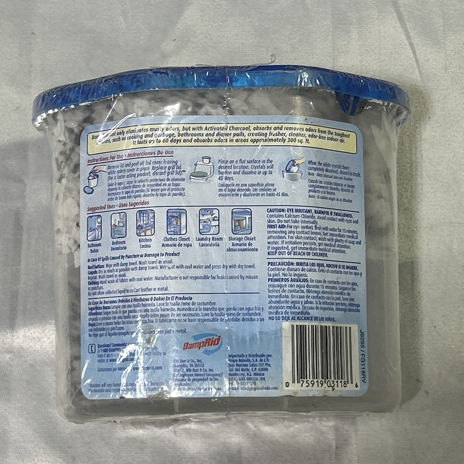Damprid Fragrance Free Disposable Moisture Absorber w/ Charcoal, 18 Oz.