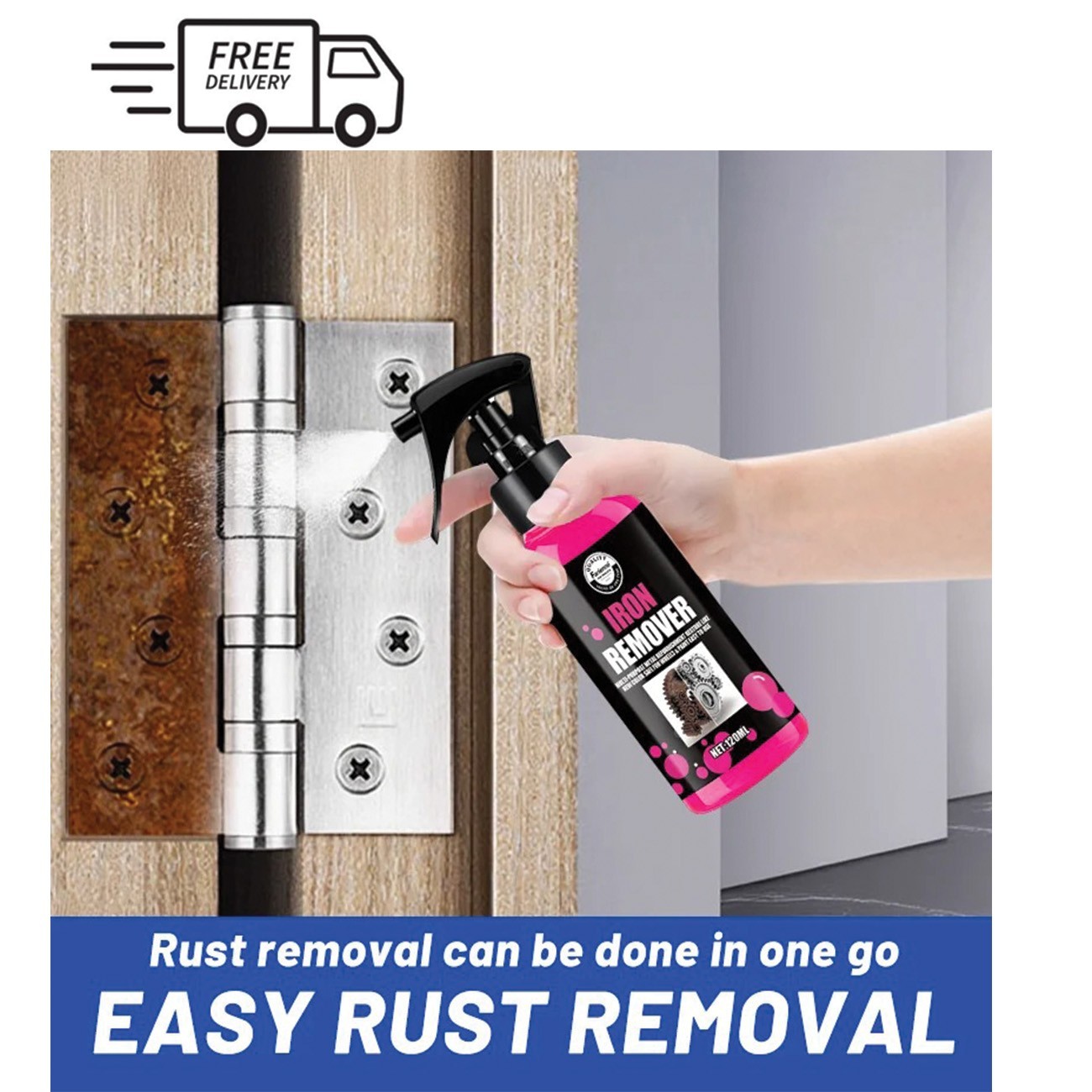 All-Purpose Rust Remover Spray 120ML Fast-Acting Iron Oxidation Eliminator