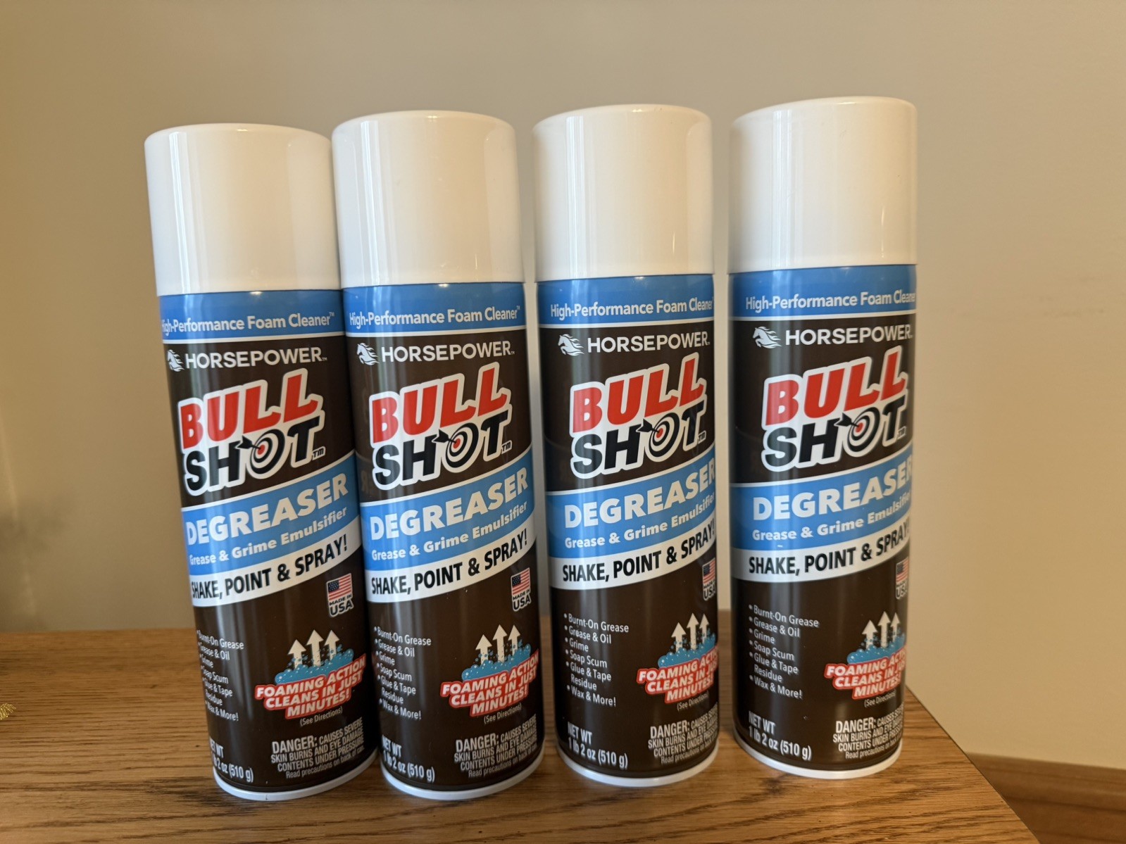 4 Cans BULL Shot Degreaser Pro Foaming Grime Remover Spray Made USA