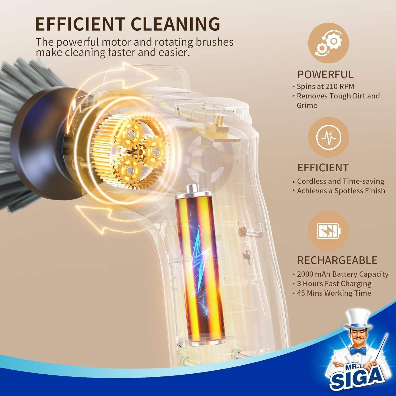 Electric Spin Scrubber for Kitchen and Bathroom Cleaning, Waterproof Rechargeabl