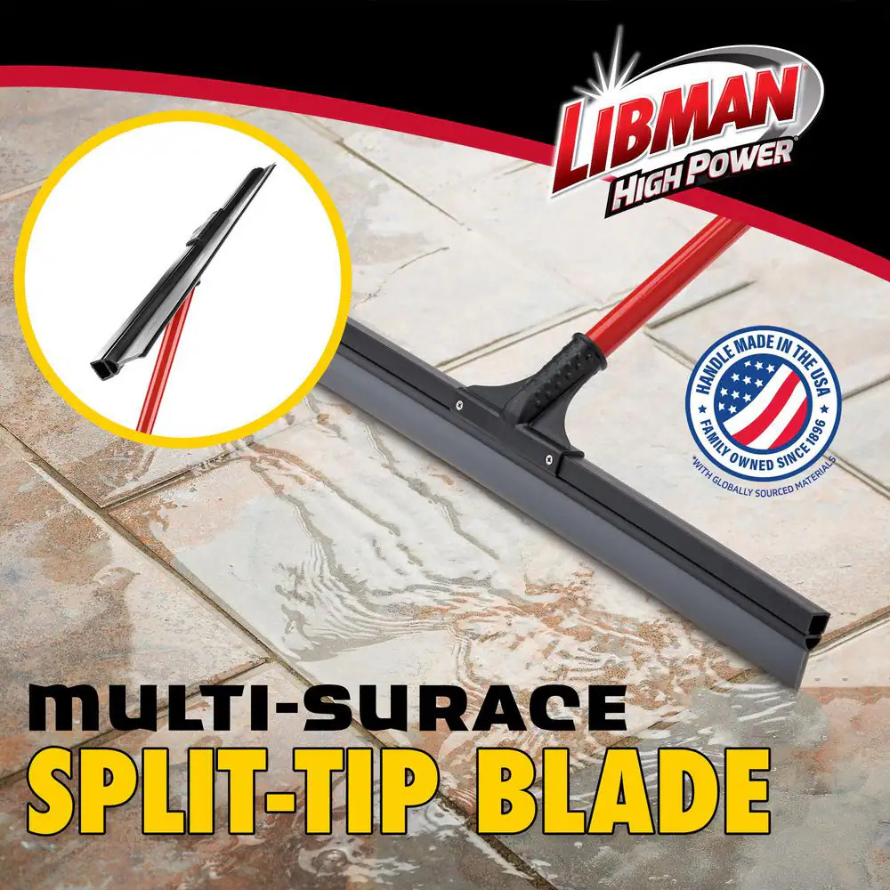 24 In. PVC High Power Multi-Surface Rubber Floor Squeegee with 60 In. Steel Hand